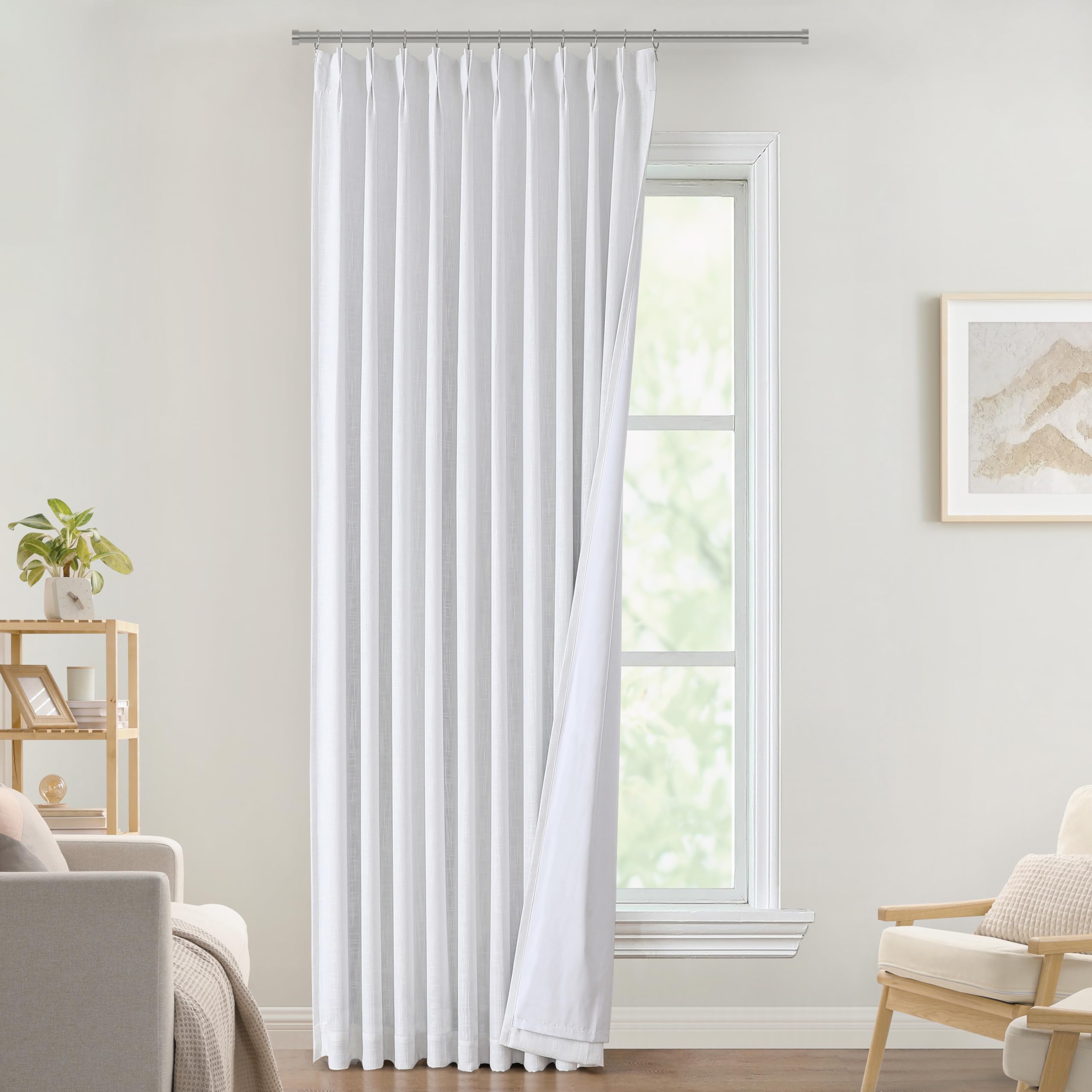 Vision Home - Tenda oscurante plissettata, ideale per soggiorno e camera da letto, isolamento termico, con ganci e linguetta posteriore, 1 pannello da 152 x 284 cm (l x L), colore: bianco