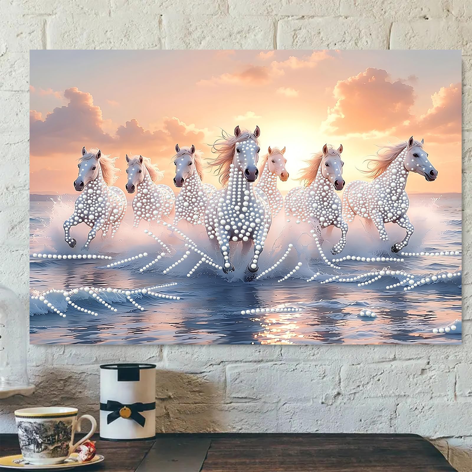 Nianxi DIY 3D Animal Pearl Diamond Painting Kit for Adults,Plastic Pearl Horse Art Craft with Framed for Beginners,Beaded Art Kits with Full Drill,Home Wall Decor,Gift for Adult(Horse)
