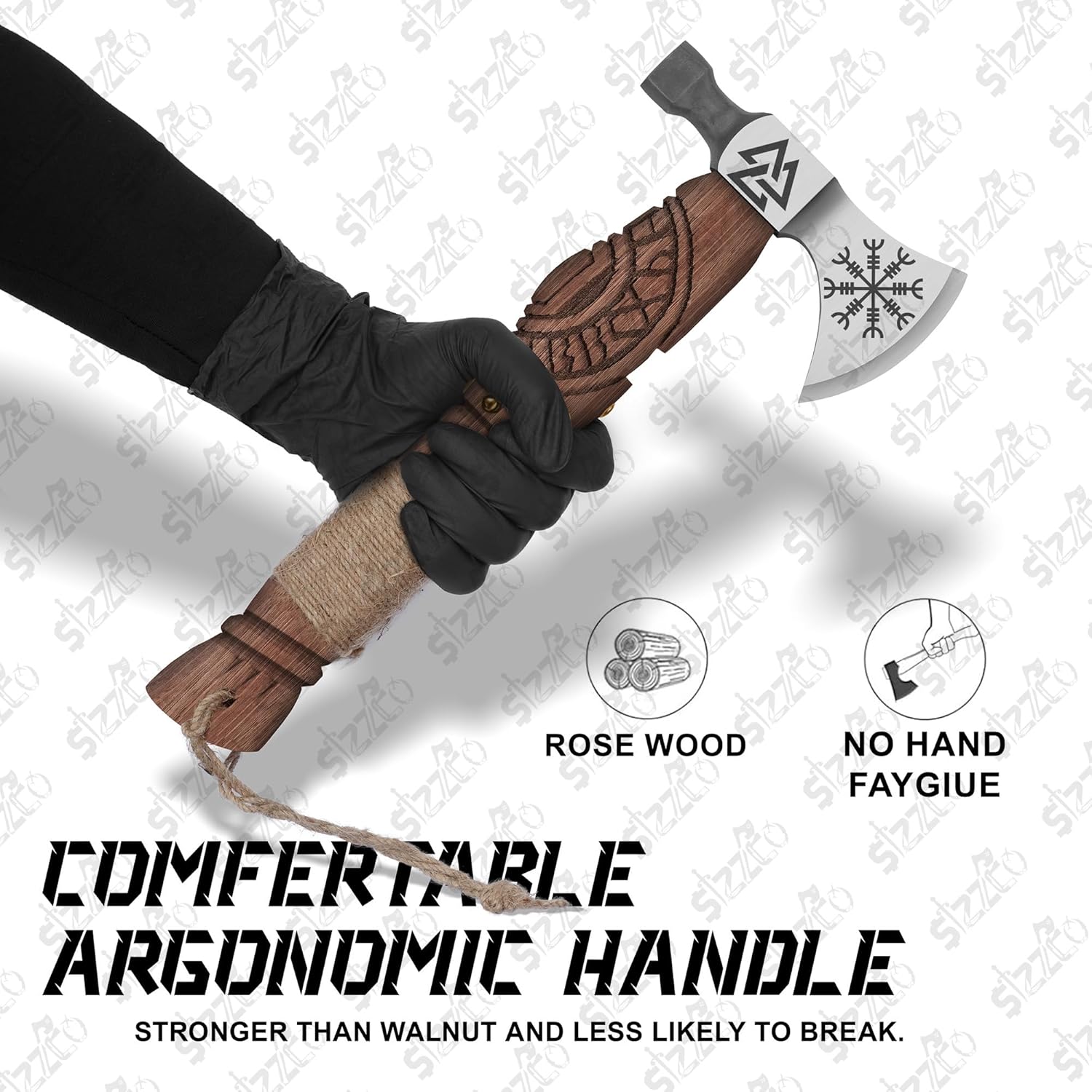 Custom Handmade Gift Forged Carbon Steel Viking Style Axe Bearded Axe with Rose Wood Shaft Tomahawk - Real Hatchet, Larp, Ideal Gift for Anniversary, Christmas, Birthday, Premium Leather Sheath