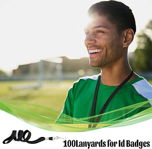 Miniatura 6 de Paquete de 100 cordones negros para insignias de identificación con gancho giratorio