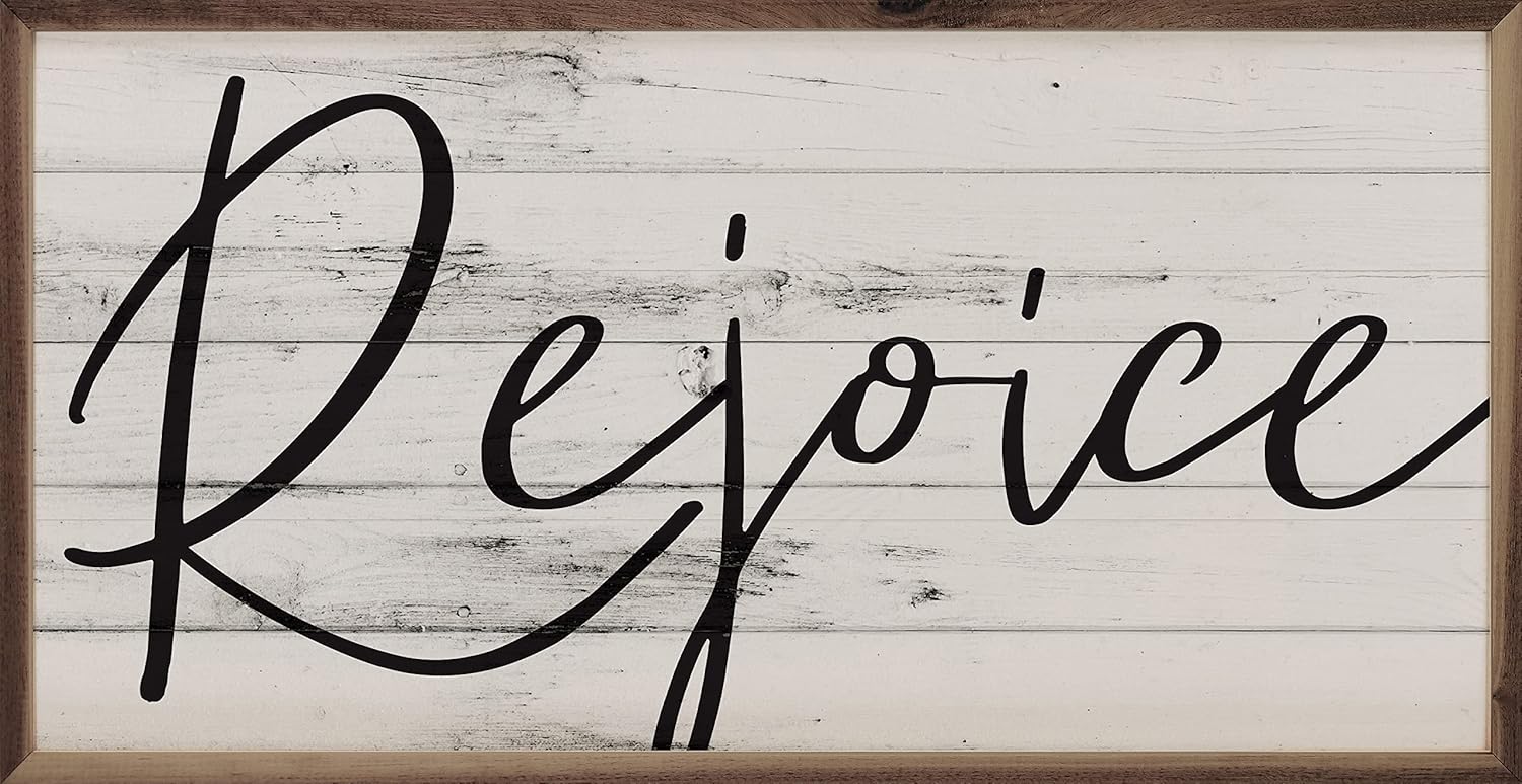 Rejoice Whitewash Christmas Wall Home Decor Series Wooden Sign Décor By Kendrick Home, Different Size Fall Wall Decor, Home Wall Decor, Signs For Home Decor Wall (24x12)