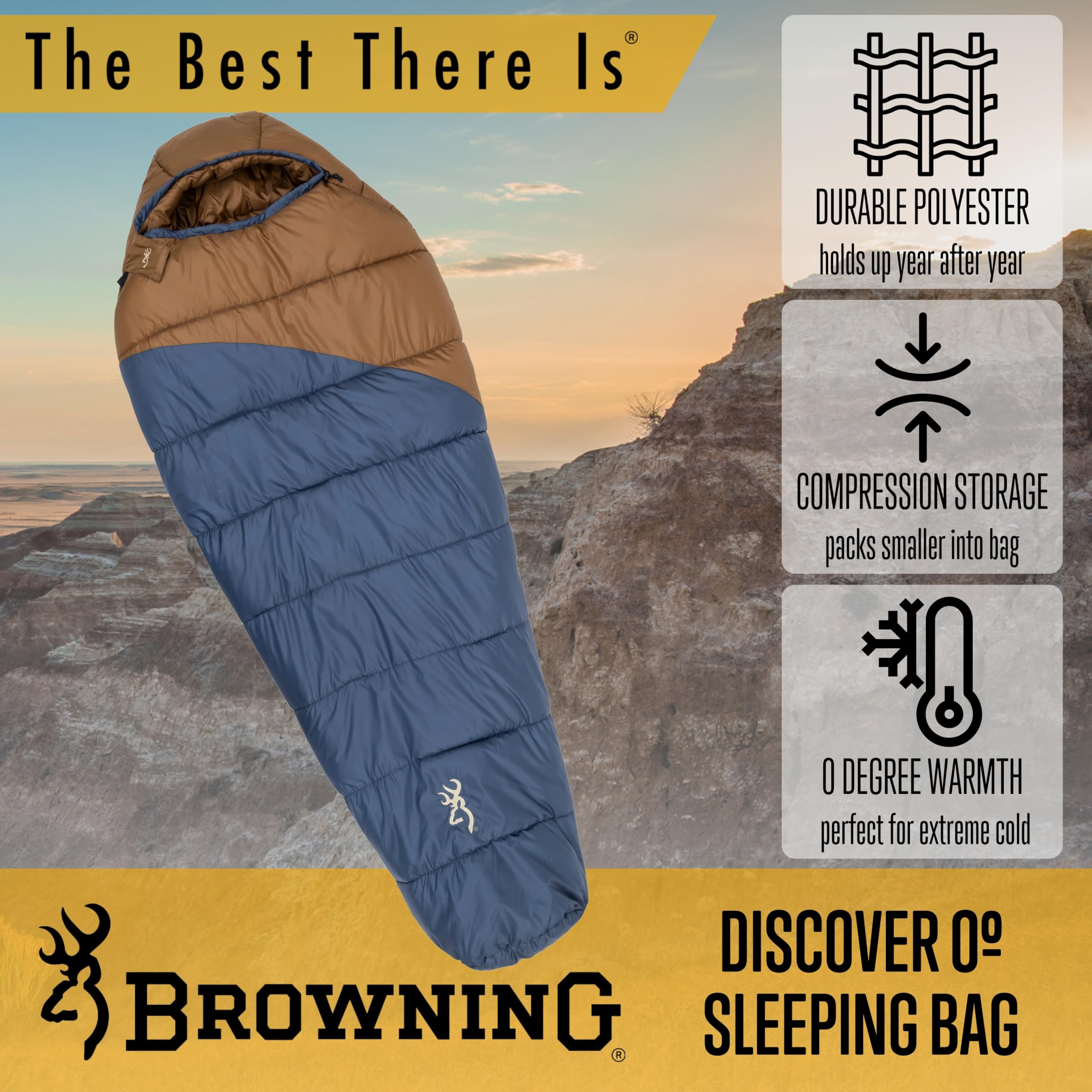 Browning Entdecken Sie den Schlafsack – Mumienschlafsack für extrem kaltes Wetter mit TechLoft-Silber-Isolierung, Zugkragen und strapazierfähiger Schale für Winter-Camping, Rucksackreisen und