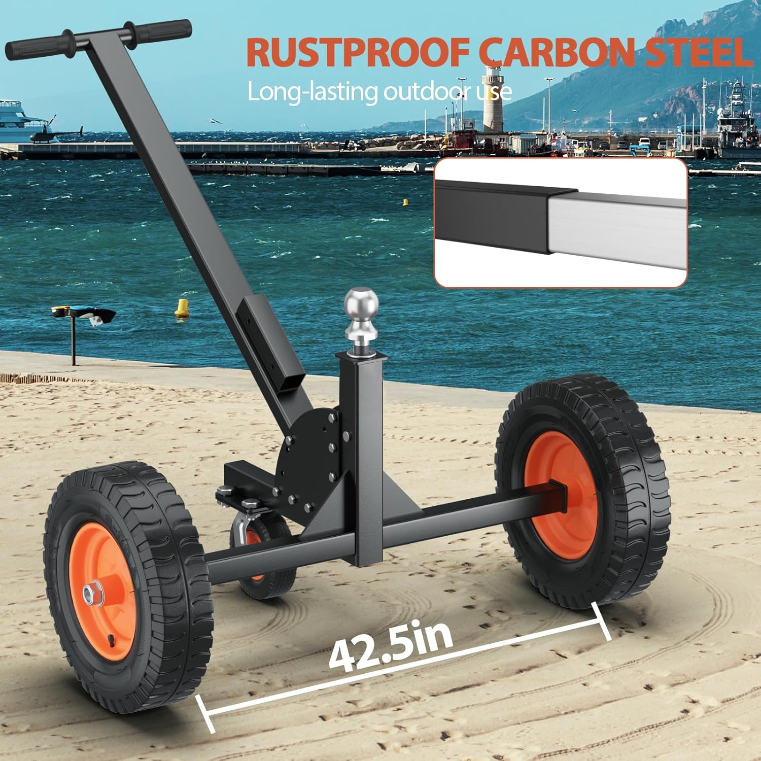Heavy Duty Trailer Dolly – 1500 Lbs Capacity, Carbon Steel Construction, 2-Inch Hitch Ball – 2-in-1 Trailer Mover for RVs, Boats, Utility Trailers, Campers, and Jet Skis