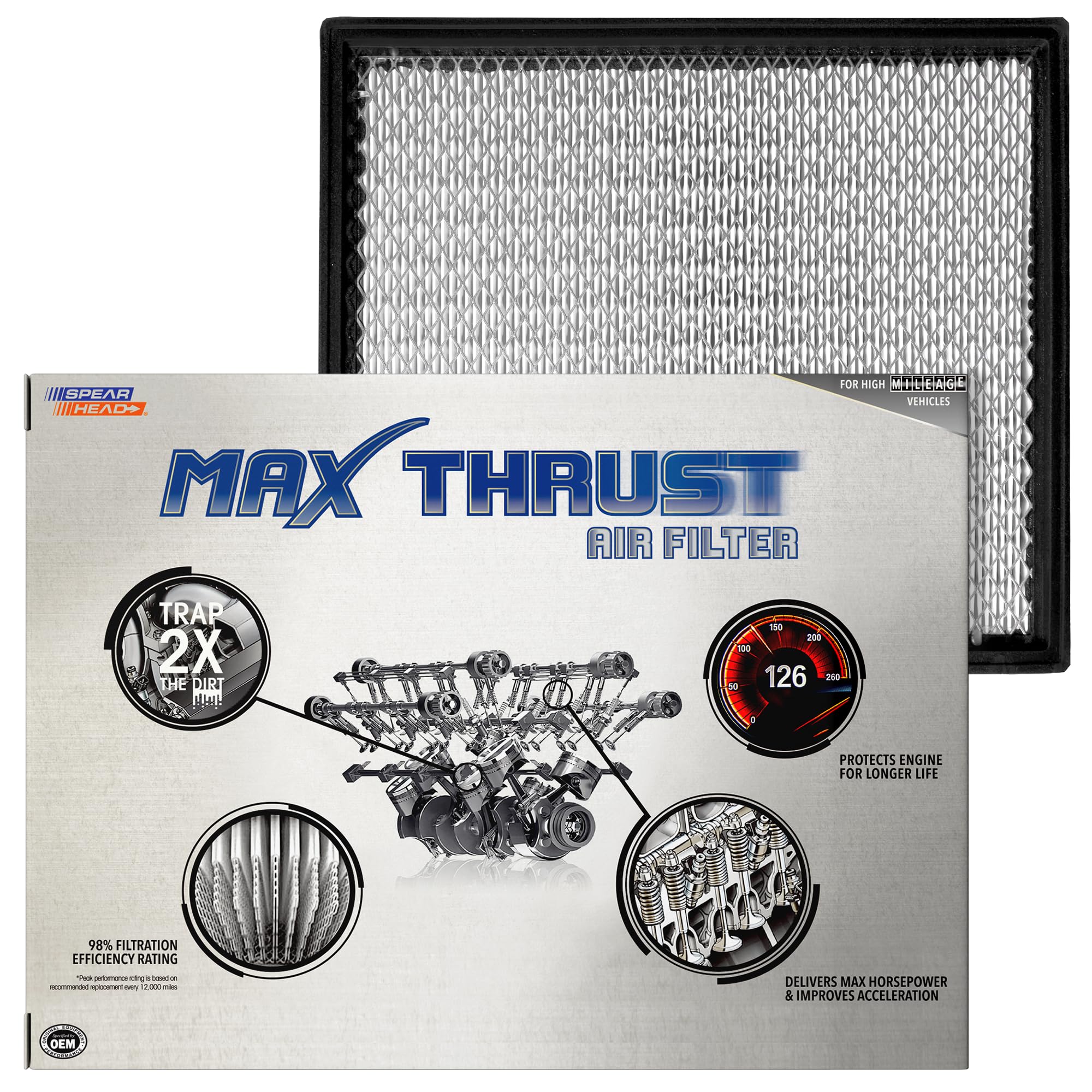 Spearhead Max Thrust Engine Air Filter | Fits Select 2010-25 Avalon, Camry, 4Runner, Highlander, Sienna, Tacoma, Durango, ES350, NX200t/300, RX350/L | OEM Fit & High Dust Holding Capacity (MT-755)