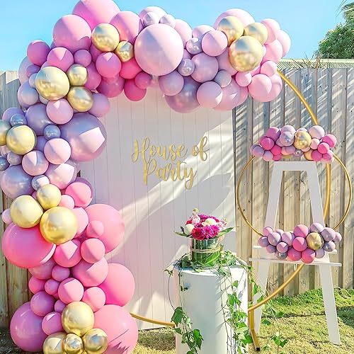 Miniatura 8 de Soporte redondo para telón de fondo de 7.2 pies, soporte de arco de globo dorado de metal para decoración de bodas, fiestas de cumpleaños, baby