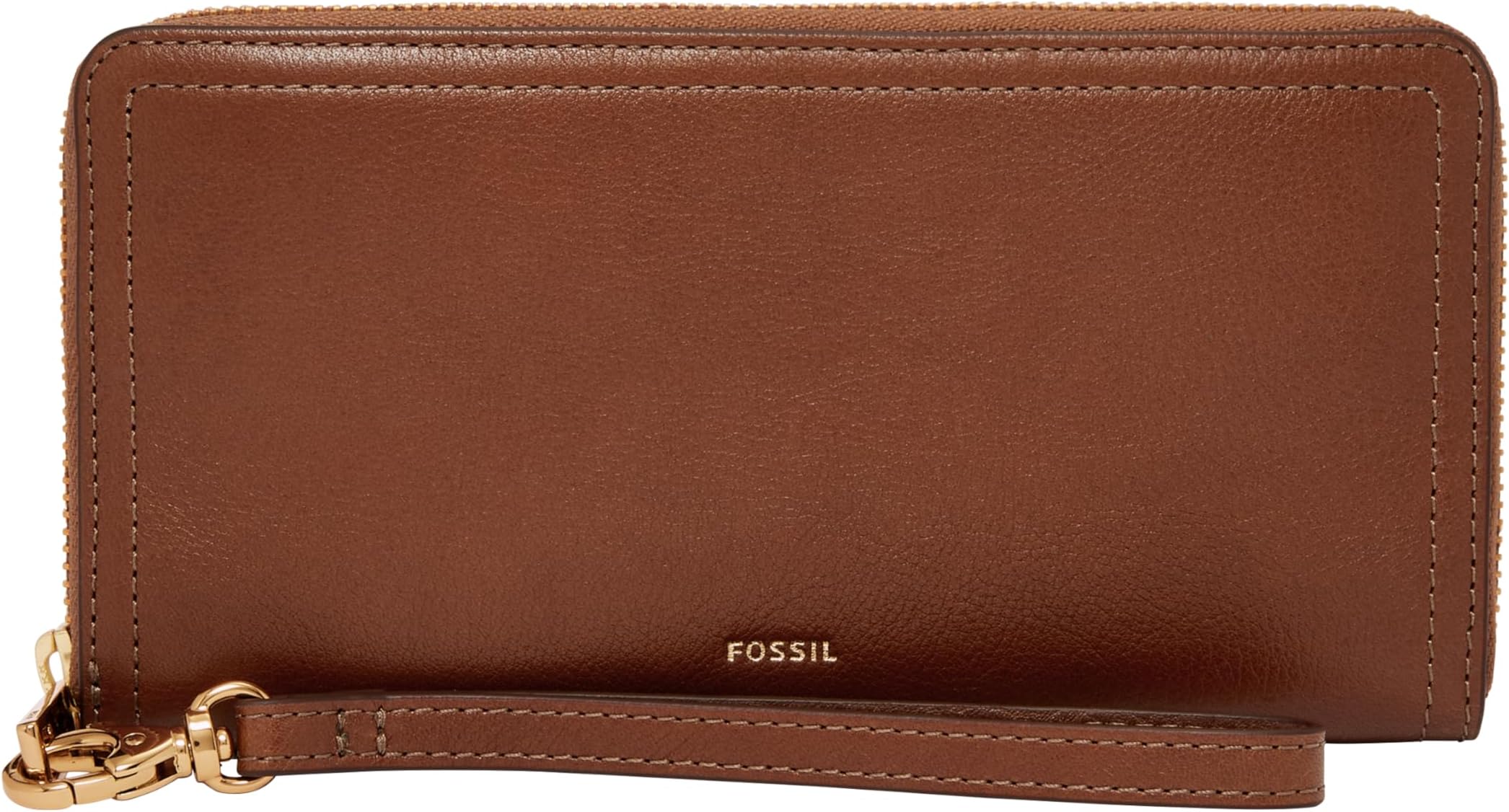 Women's Logan Leather RFID-Blocking Zip Around Clutch Wallet with Wristlet Strap for Women