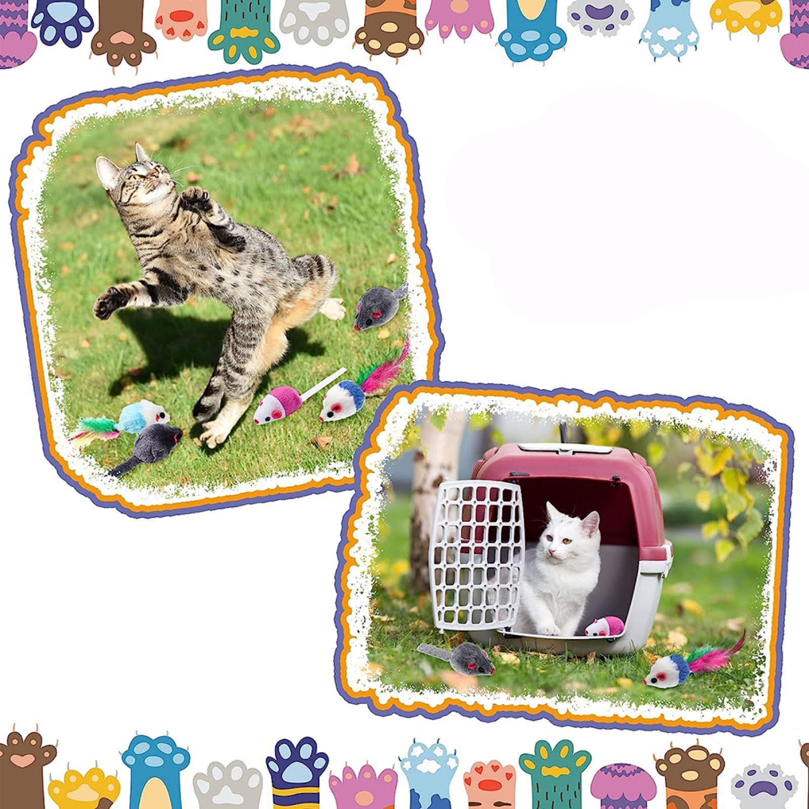 Katzenspielzeug mit Federn, Katzenspielzeug, Katzenmaus-Spielzeug, Rasselmaus, Verschiedene interaktive Katzenspielzeuge, Kätzchen-Fangspiel-Maus-Spielzeug, 20 Stück