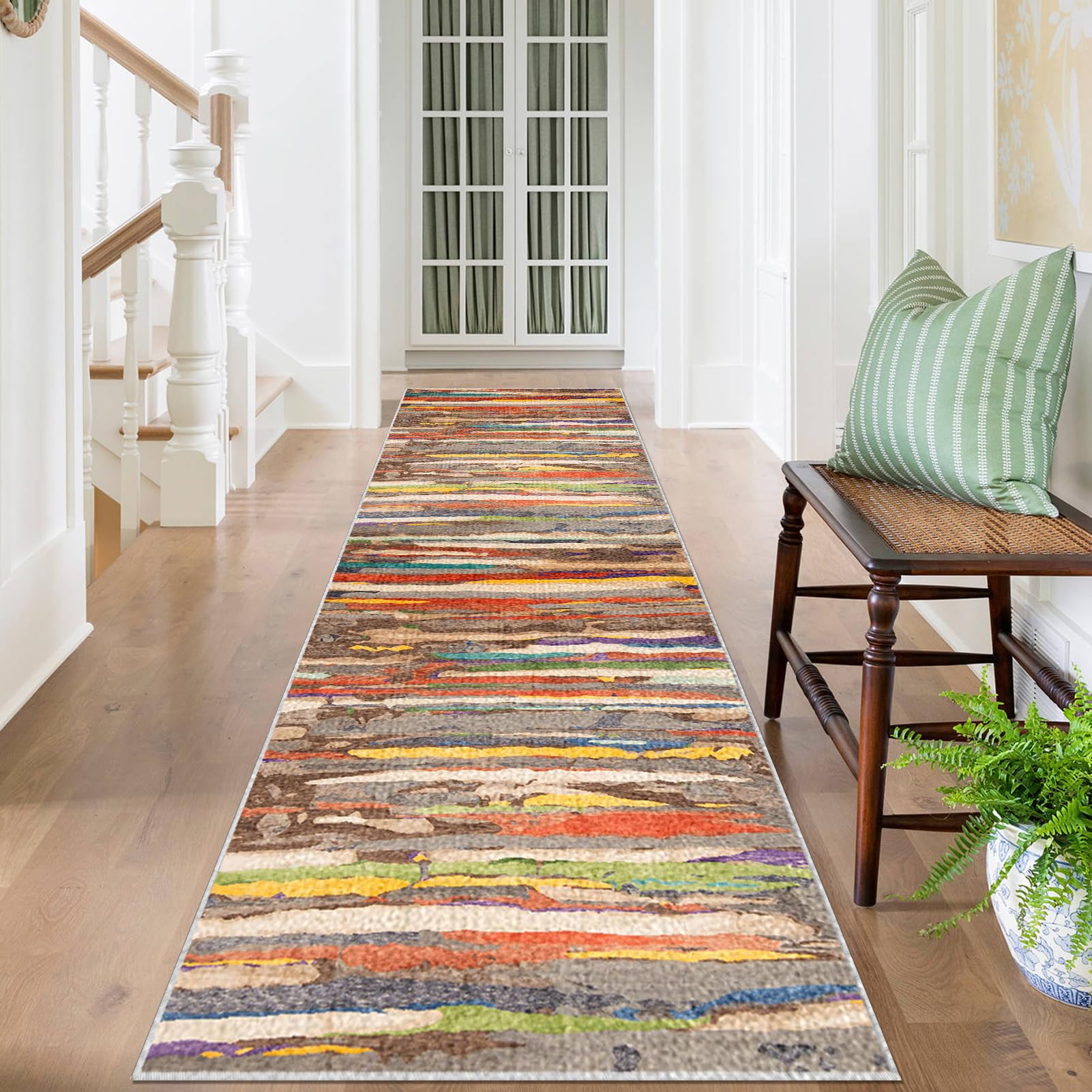 Chodnik dywanowy, antypoślizgowy bieżnik na korytarz, 90 x 300 cm, chodnik wejściowy, nadaje się do prania, chodnik kuchenny, dywan na korytarz, dywan do korytarza, sypialni
