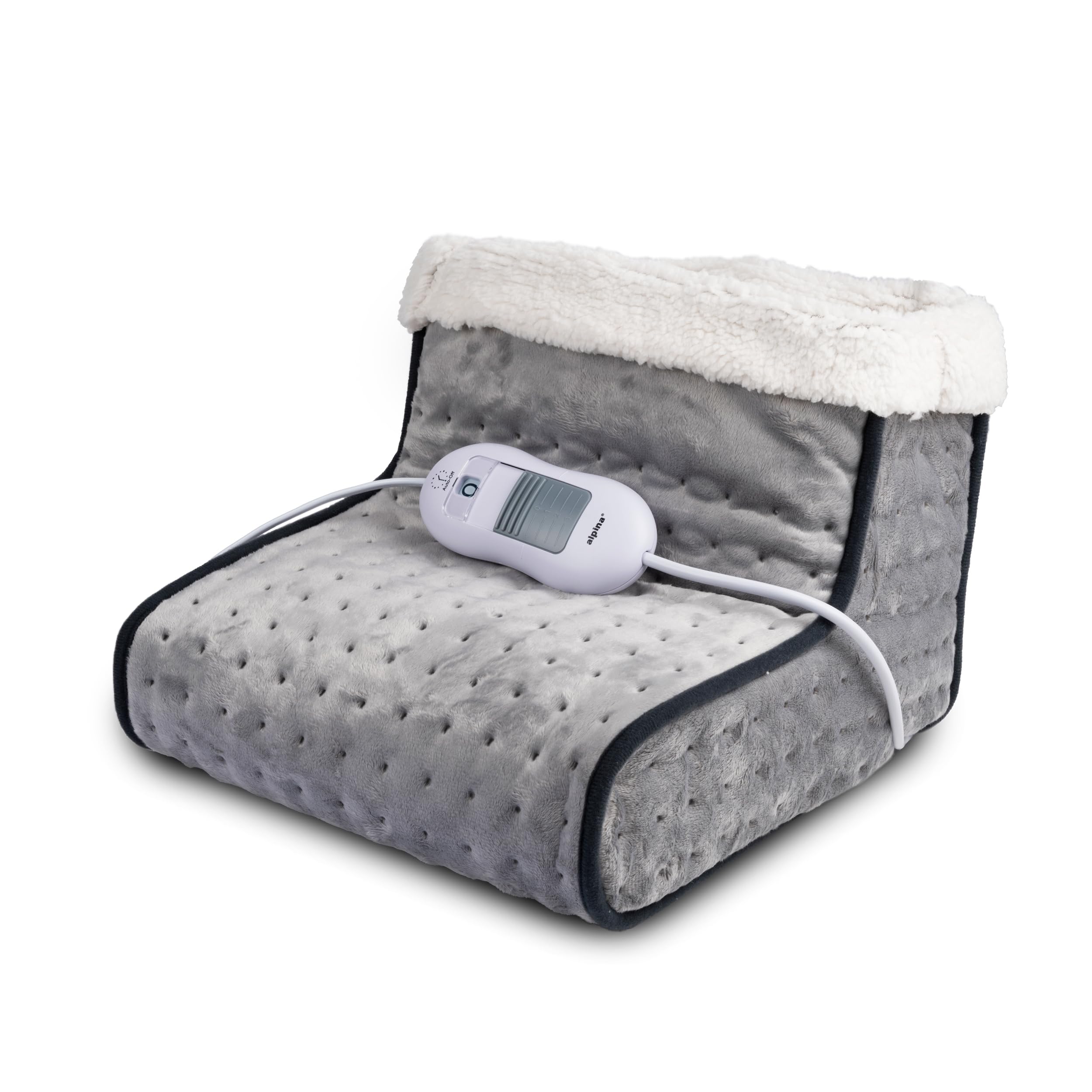 alpina Chausson Chauffant Electrique - Chauffe Pied Electrique Protection Contre la Surchauffe - Chaussons Chauffants Housse Intérieure Lavable - Bouillotte Pied 3 Réglages de Chaleur - Gris