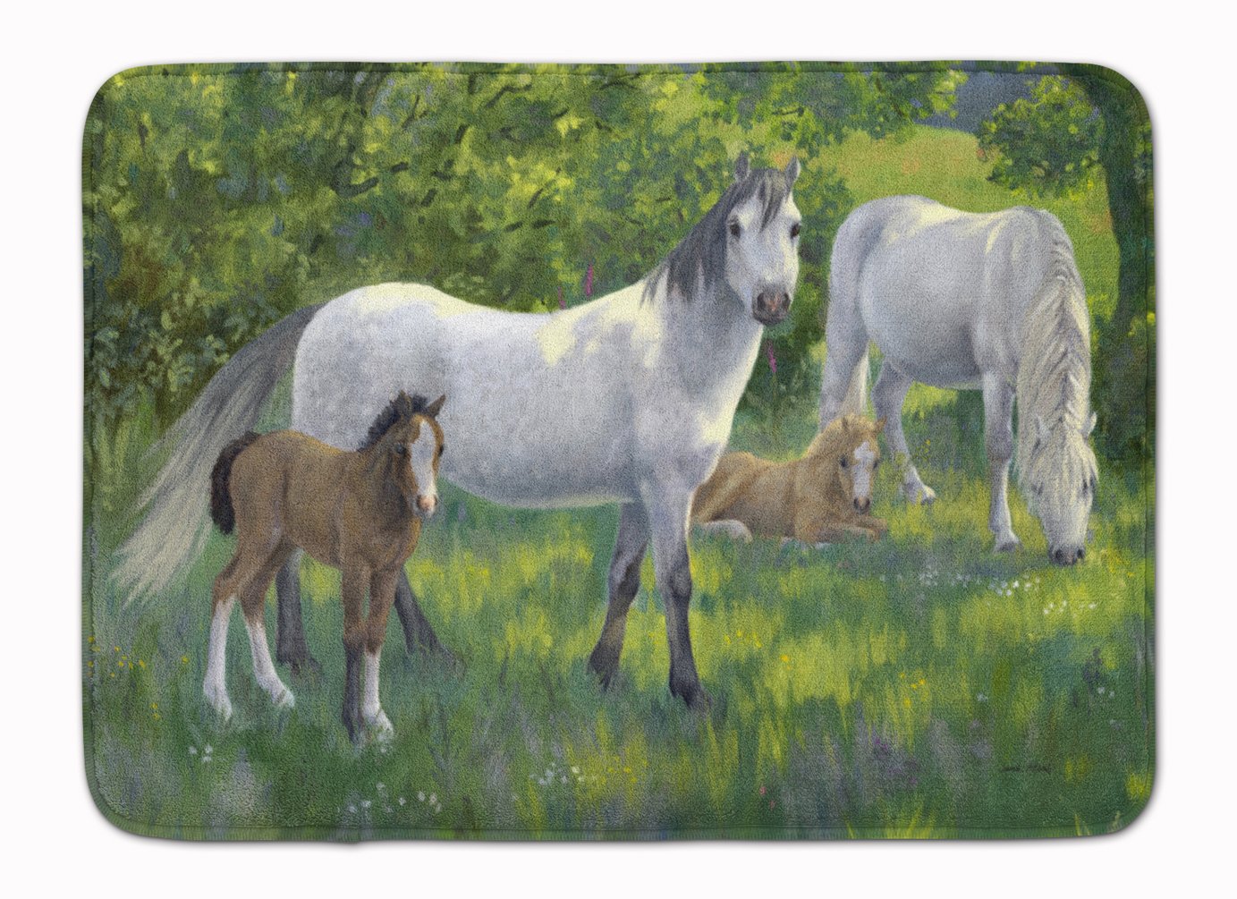 Tapis de sol groupe de chevaux multicolore lavable et résistant pour intérieur