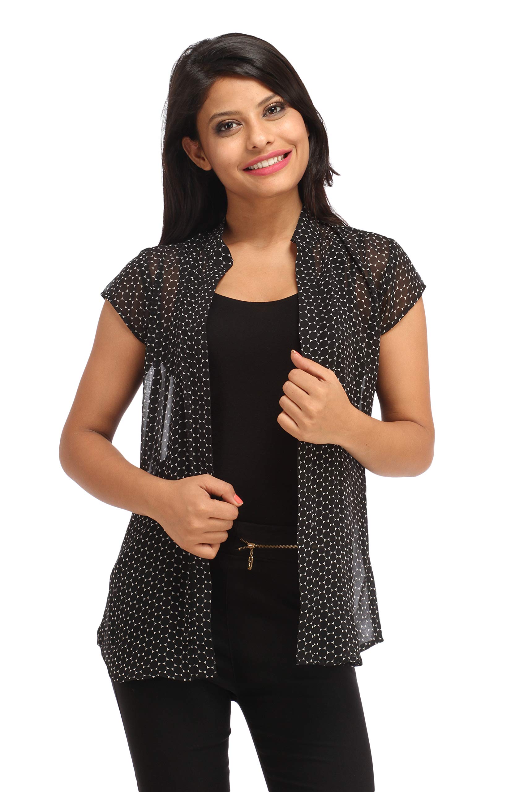 cottinfab Black Polka Print Shrug-picture-47