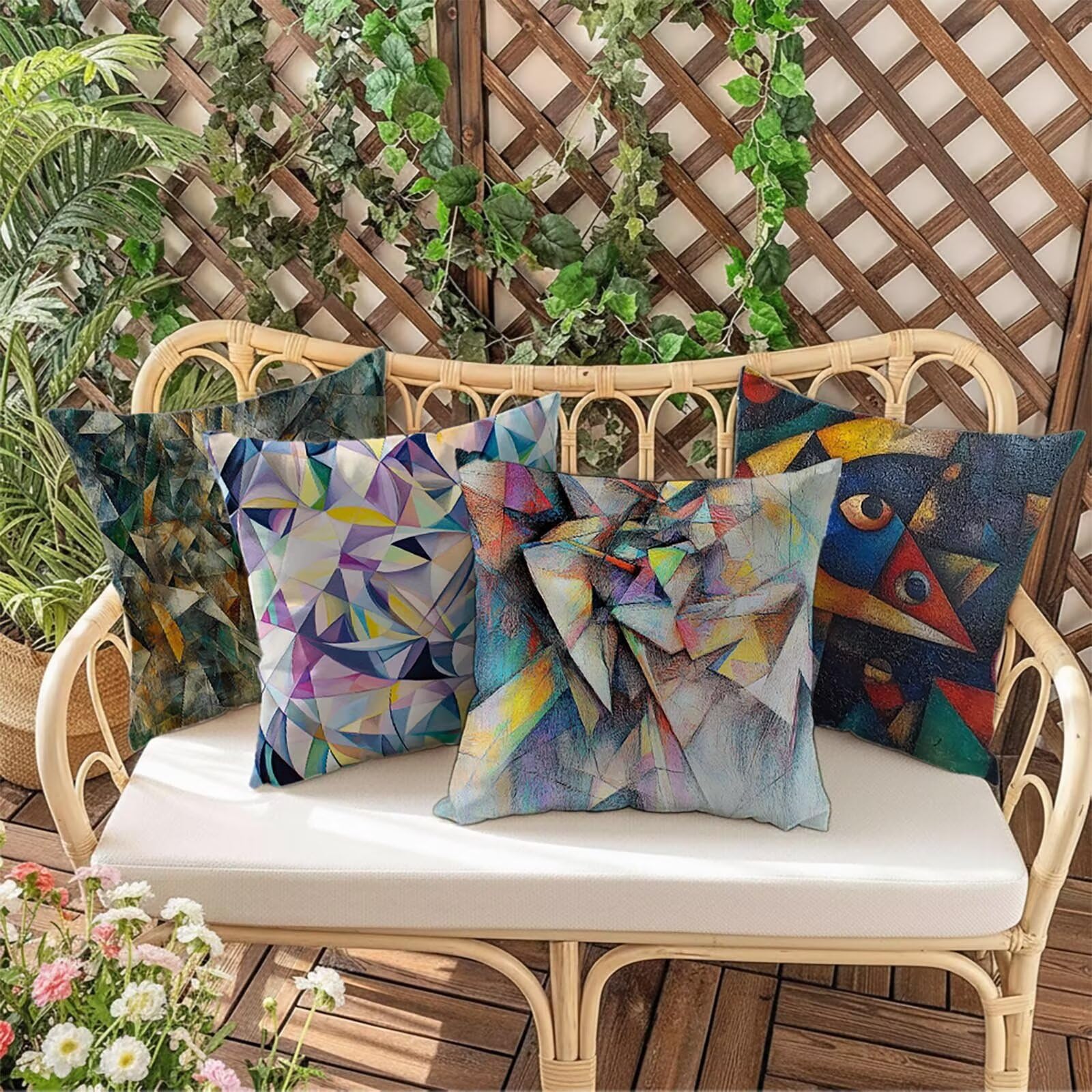 Kissenbezug 65 x 65 Outdoor Kissenbezug 65 x 65 CM Doppelseitiger Druck Marineblau Deko Sofakissen Bezug Abstrakt Kopfkissen Bezug für Frühling Sofa Bett Deko, Geschenke für Frauen (Samt) BZ-03315