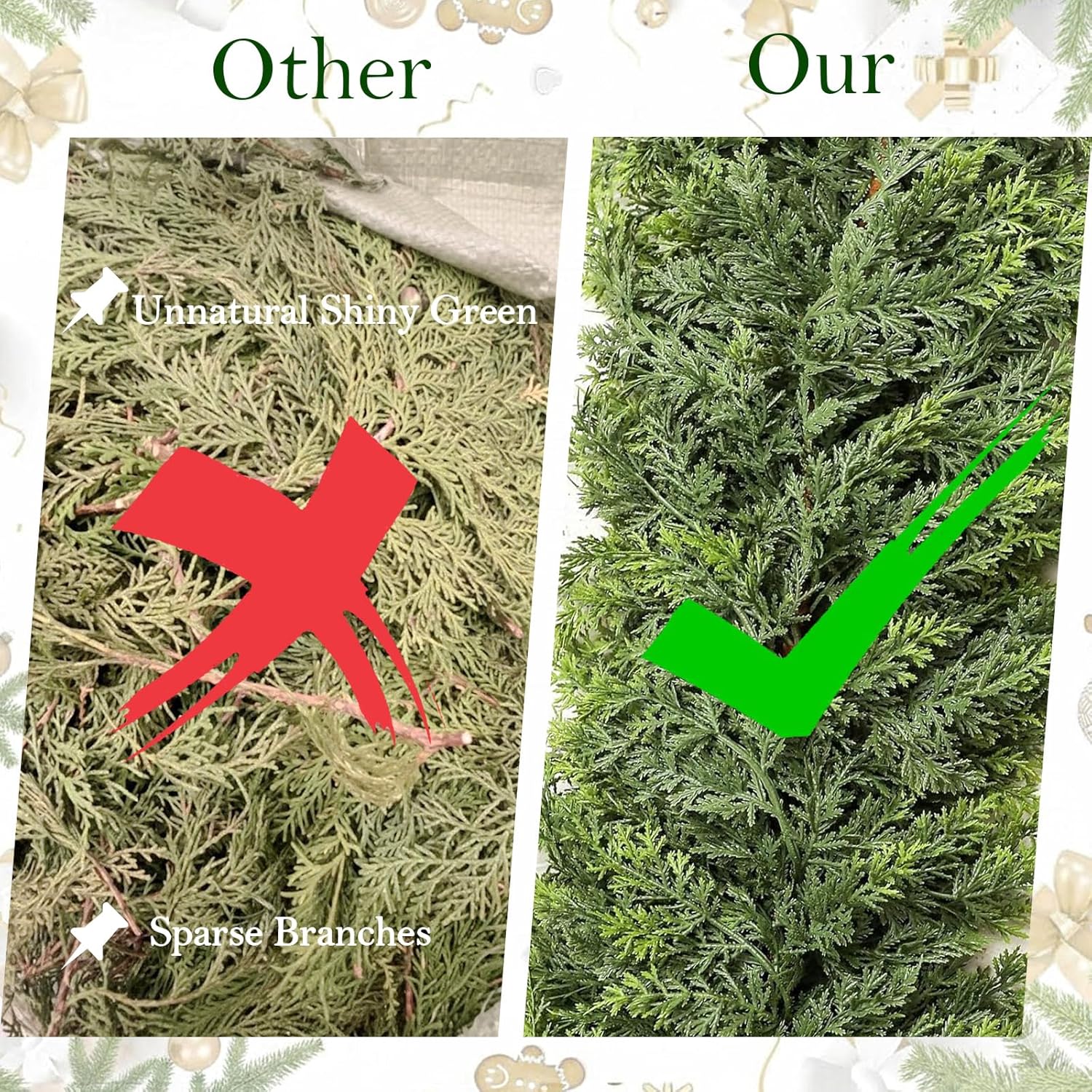 6 FT Cedar Garland Artificial Realistic 1 PCS Real Touch Soft Thickness Christmas Garland Green Faux Cedar Pine Garlands for Mantle Table Wall Indoor Outdoor Holiday Christmas Decoration - Image 4