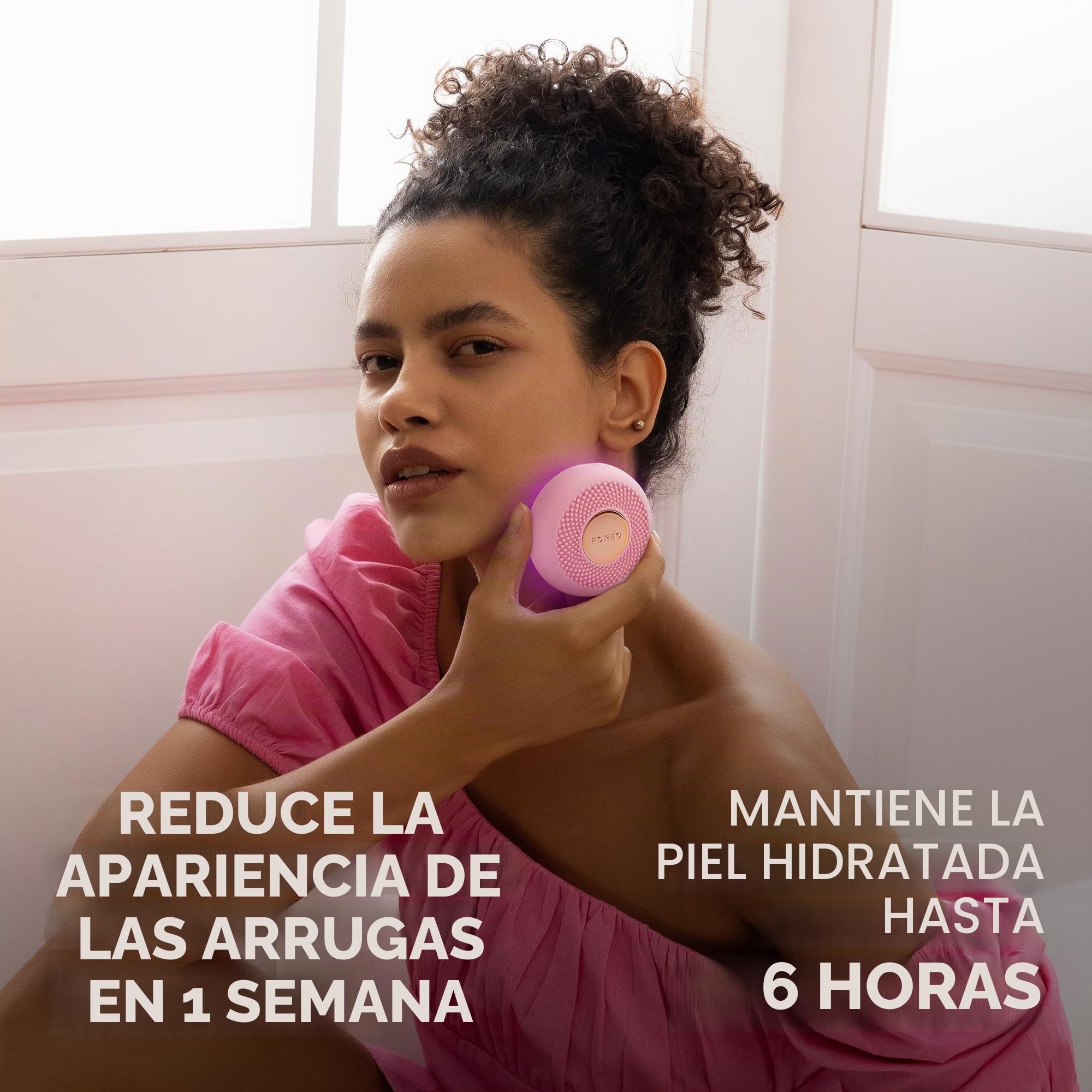 FOREO UFO 3 mini, mascarilla facial 4 en 1, Hidratante facial, Antienvejecimiento, Terapia de luz LED de espectro completo y luz roja, Termoterapia, Masajeador facial T-Sonic, Pearl Pink | Mascarilla LED, Mascarilla luz roja, Cuidado facial, Calentamiento