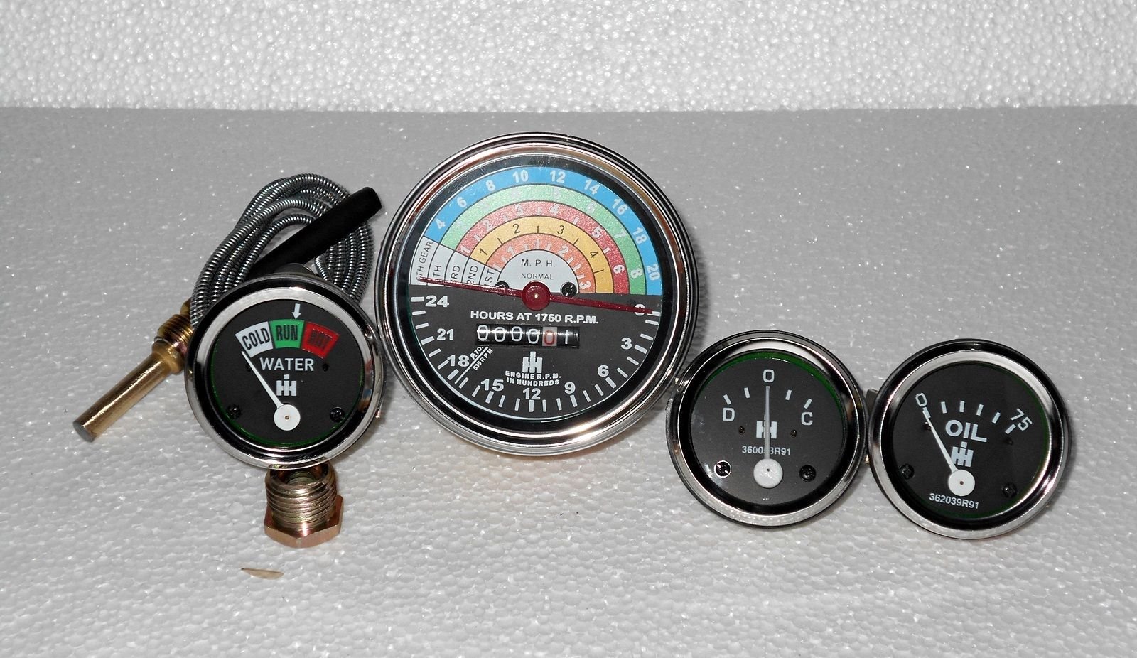 Kit De Jauges Pour Tracteur IH B250, B275, B414, 276, 354, 434, 444 - Comprend Tachymètre, Température, Pression D'Huile, Ampèremètre