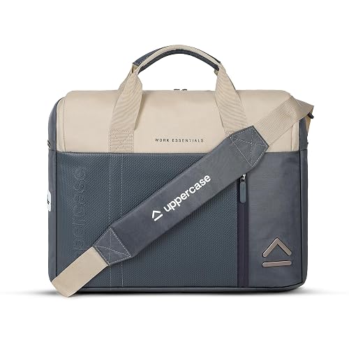 uppercase 14L Omega 02 Professional Laptop Messenger Bag | upto 15.6''| 3x More Water Resistant Tablet Compartment| Multiple Organisers|Office Bag for Men & Women (Steel Blue)