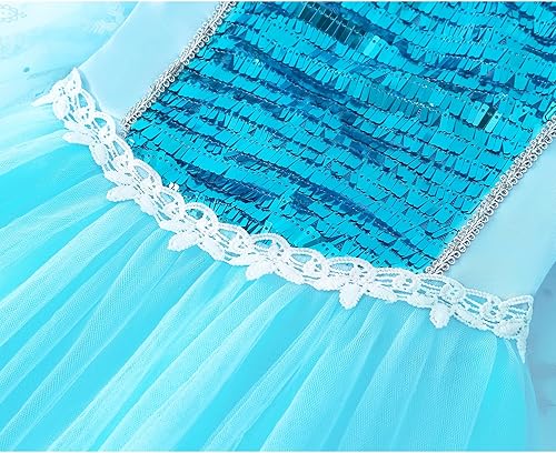 Miniatura 7 de Vestidos de princesa para niñas, vestido de princesa azul para niñas pequeñas con accesorios para fiesta de Halloween, cosplay