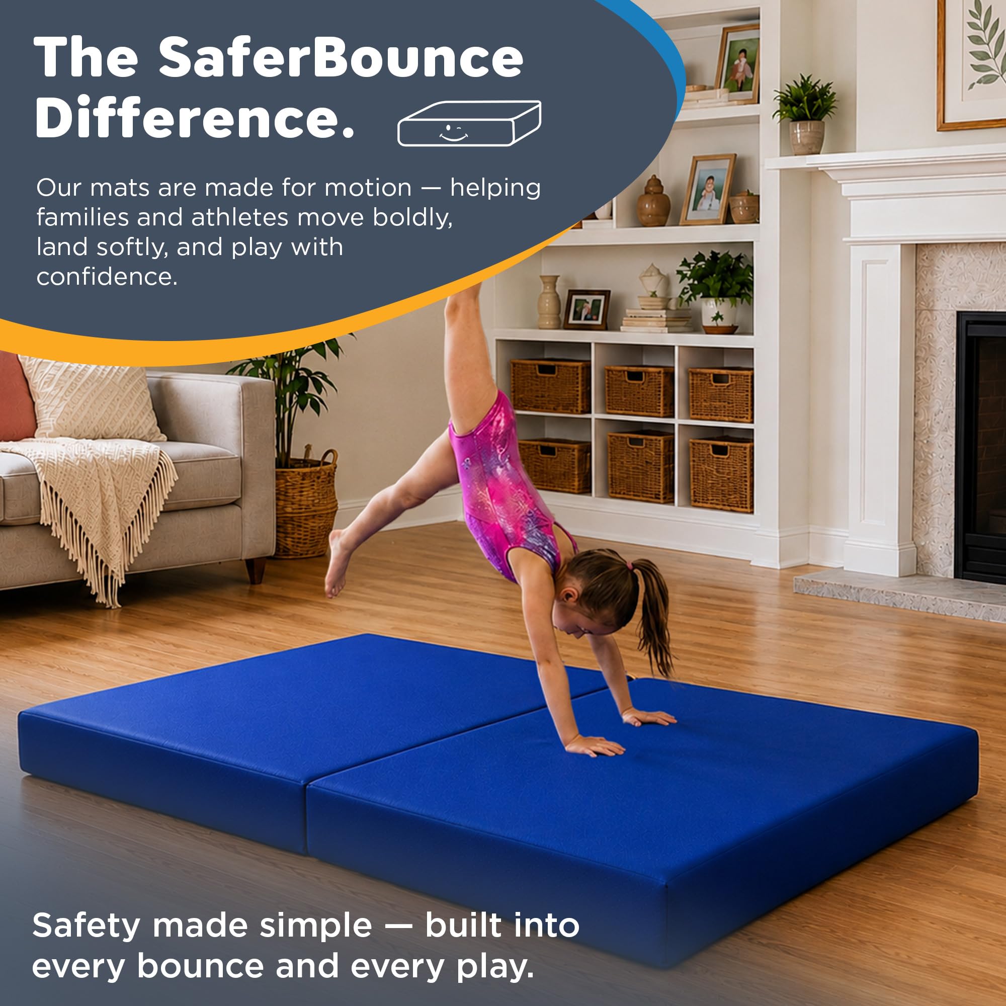 Colchoneta de Aterrizaje Gimnasia | Grande 183 x 122 x 15 cm | Crash Pad Niños | Colchoneta Gimnasia Blanda para Tumbling, Cheerleading y Entrenamiento | Crashpad Sensorial | Atletismo, Escalada