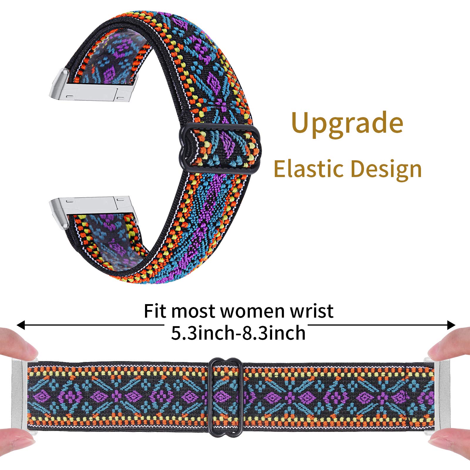 TRISTRAPS Nylon Watch Strap Compatible with Fitbit Versa 3/Sense Strap,Soft Elastic Breathable Replacement Sport Wristbands for Men/Women,18 Colours for Chosen (Purple) - Image 3