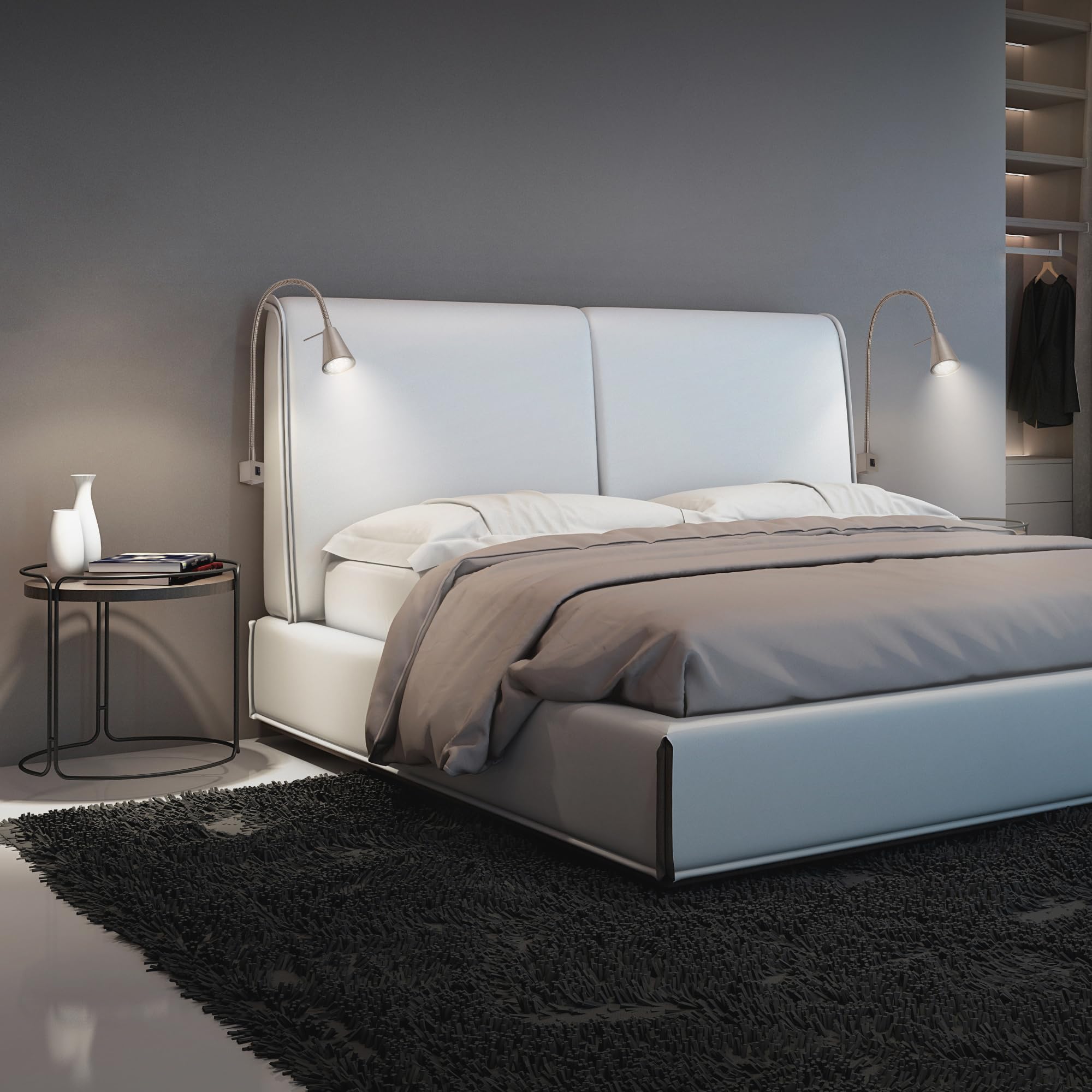 BRILONER - Set di 2 lampade da lettura LED con interruttore, orientabili, diverse posizioni di montaggio, applique da interno, lampada da parete, da letto, da comodino, 40,3 cm, nichel opaco