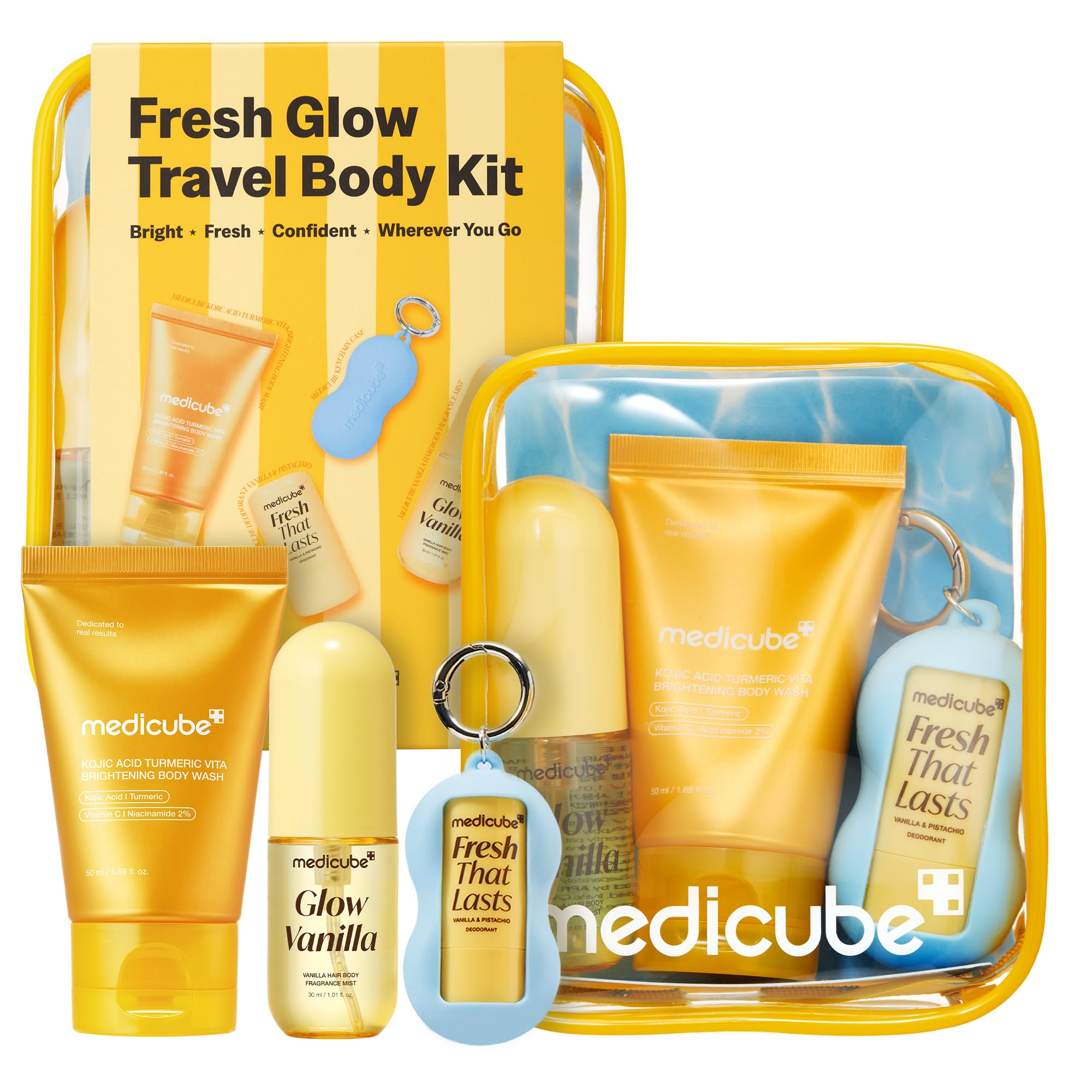 medicube Fresh Glow Body Kit | Travel-Ready Hair & Body Set | Mini body wash, deodorant and hair & body fragrance mist f — beauty deal on Shopping With Noya