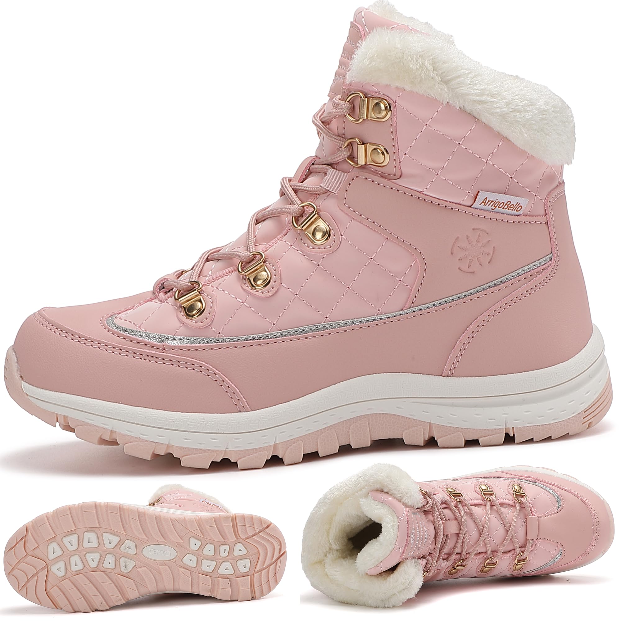 ARRIGO BELLO Donna Stivali da Neve Invernali Scarpe Allineato Pelliccia Caloroso Caviglia Piatto Stivaletti Sportive Boots Escursionismo 36-41
