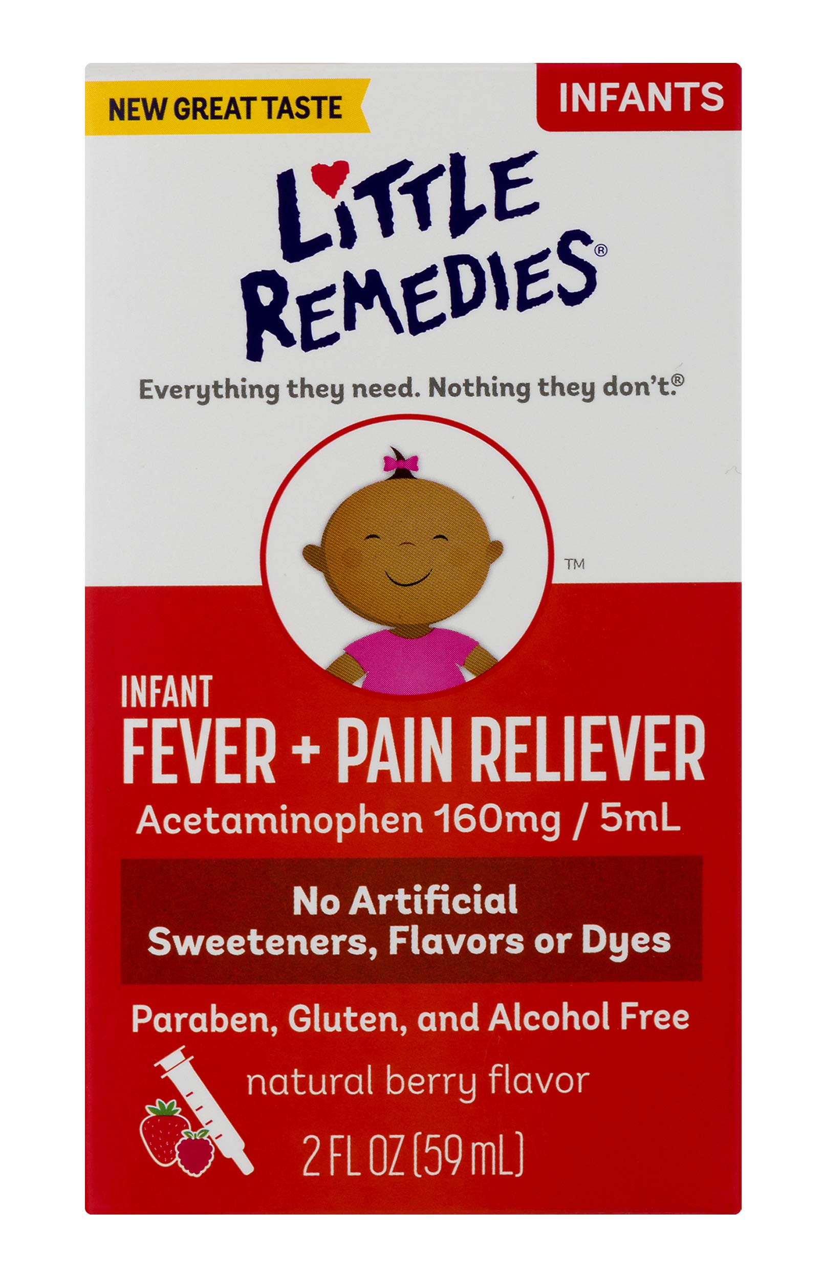 Little Remedies Infant Fever & Pain Reliever | Natural Berry Flavor | 2 FL OZ | 2 Pack