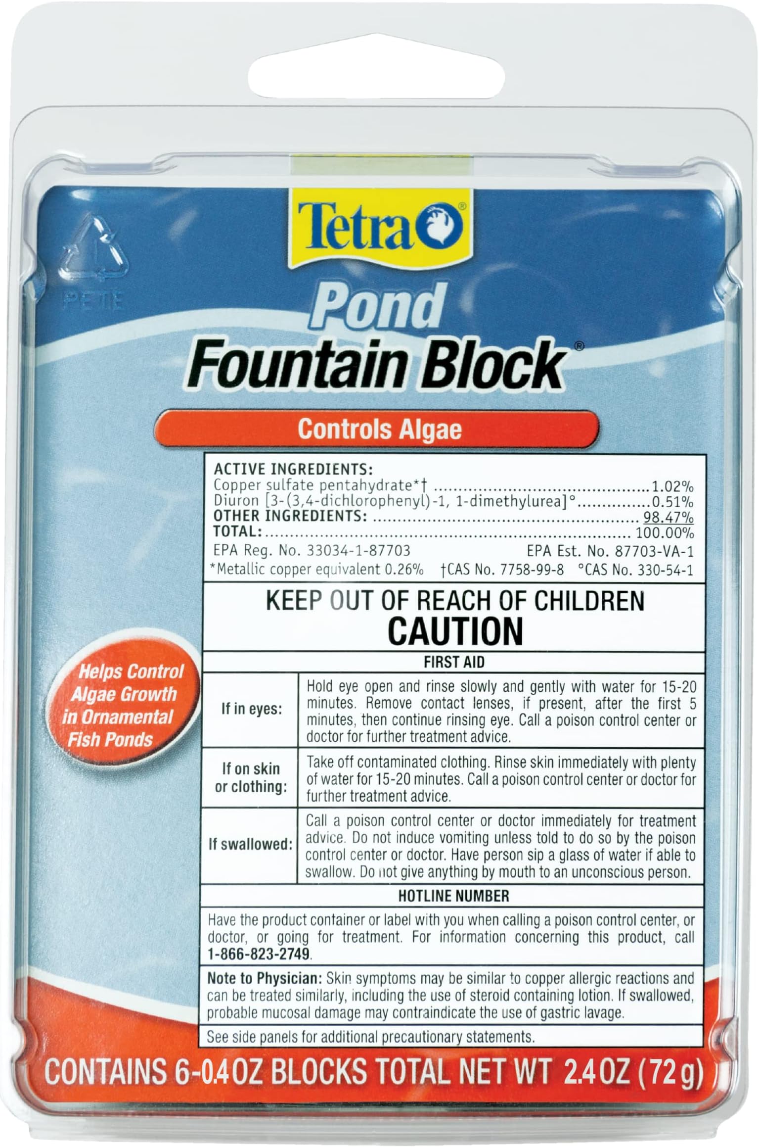 Pond Fountain Block 6 Count, Controls Algae Growth In Ornamental Fountains