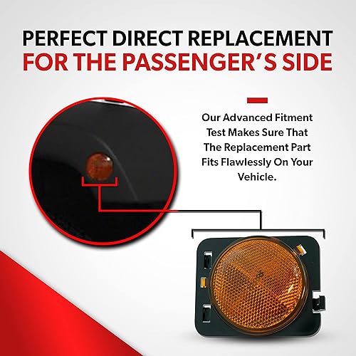 Miniatura 4 de Luz de marcador lateral para guardabarros delanteros Jeep Wrangler 2007-2017 Reemplazo del lado del pasajero