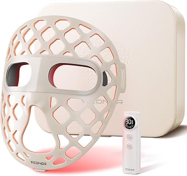 Red Light Therapy for Face, Red Light Mask with 54 LEDs 4-in-1 Chip Infrared Red Light Therapy Mask with 2600mAh Rechargeable, Breathable Portable Red Light Face Mask at Home&Travel for Skin Firming