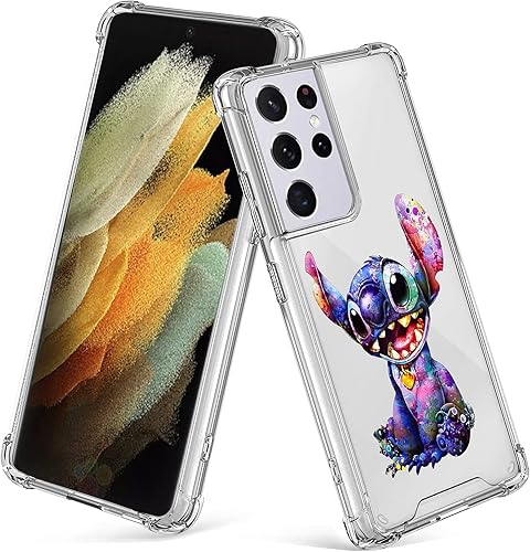 Funda para Samsung Galaxy S21 Ultra 5G de 6.8 pulgadas, con estampado de dibujos animados, transparente, delgada, suave, antiarañazos, cuatro