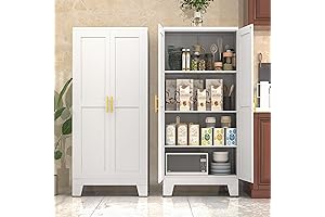 Attractive White Metal 30 inch wide storage cabinet - Kitchen Pantry Cabinet