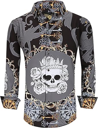 Premiere Mens Luxury Long Sleeve Fashion Luxury Design Print Dress Shirt