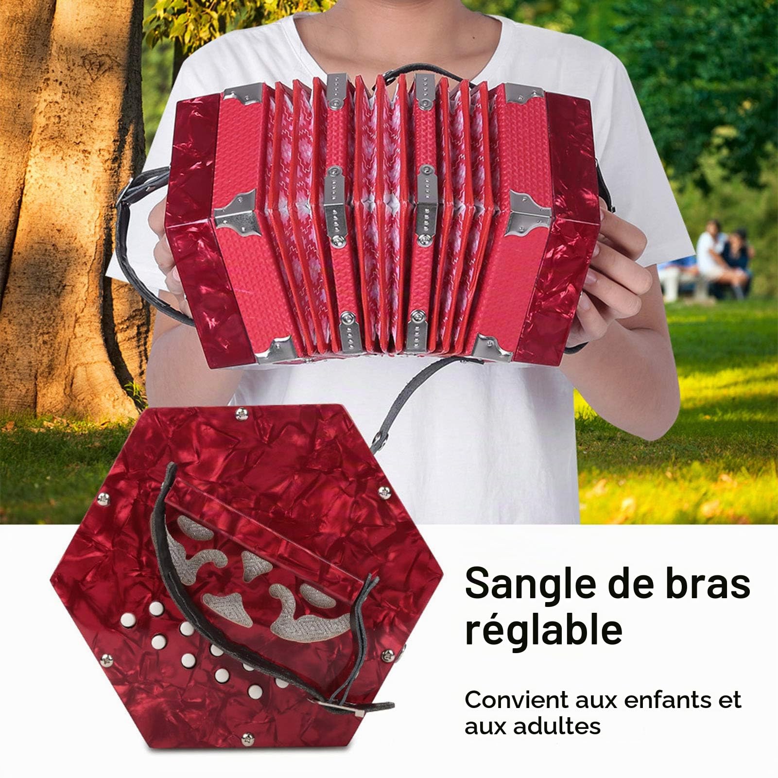 Concertina facile à apprendre à jouer pour la pratique des débutants(Red)