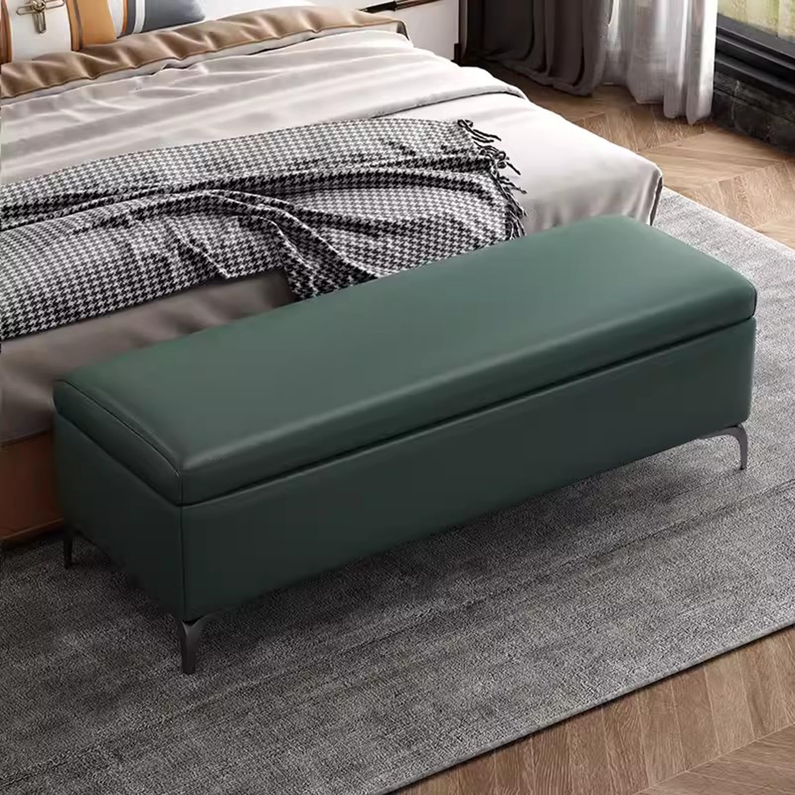 Banc à chaussures rembourré avec cadre en acier pour chambre