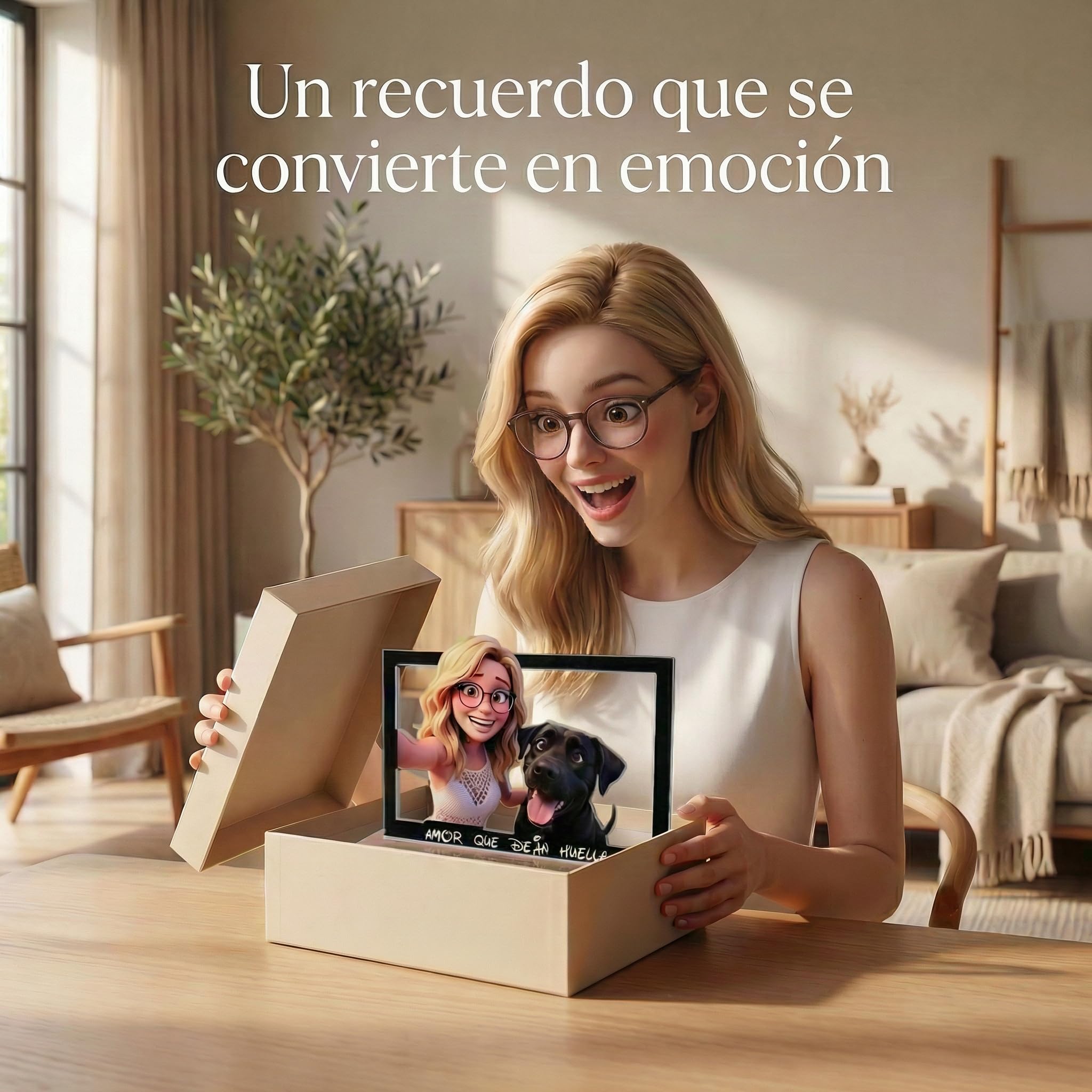 Marco Acrílico Personalizado con Caricatura 3D – Foto Convertida en Ilustración Estilo Animación, Acrílico 5 mm Corte Láser, Soporte Incluido – Regalo Emotivo y Decorativo(20 x 30 cm) — view 5