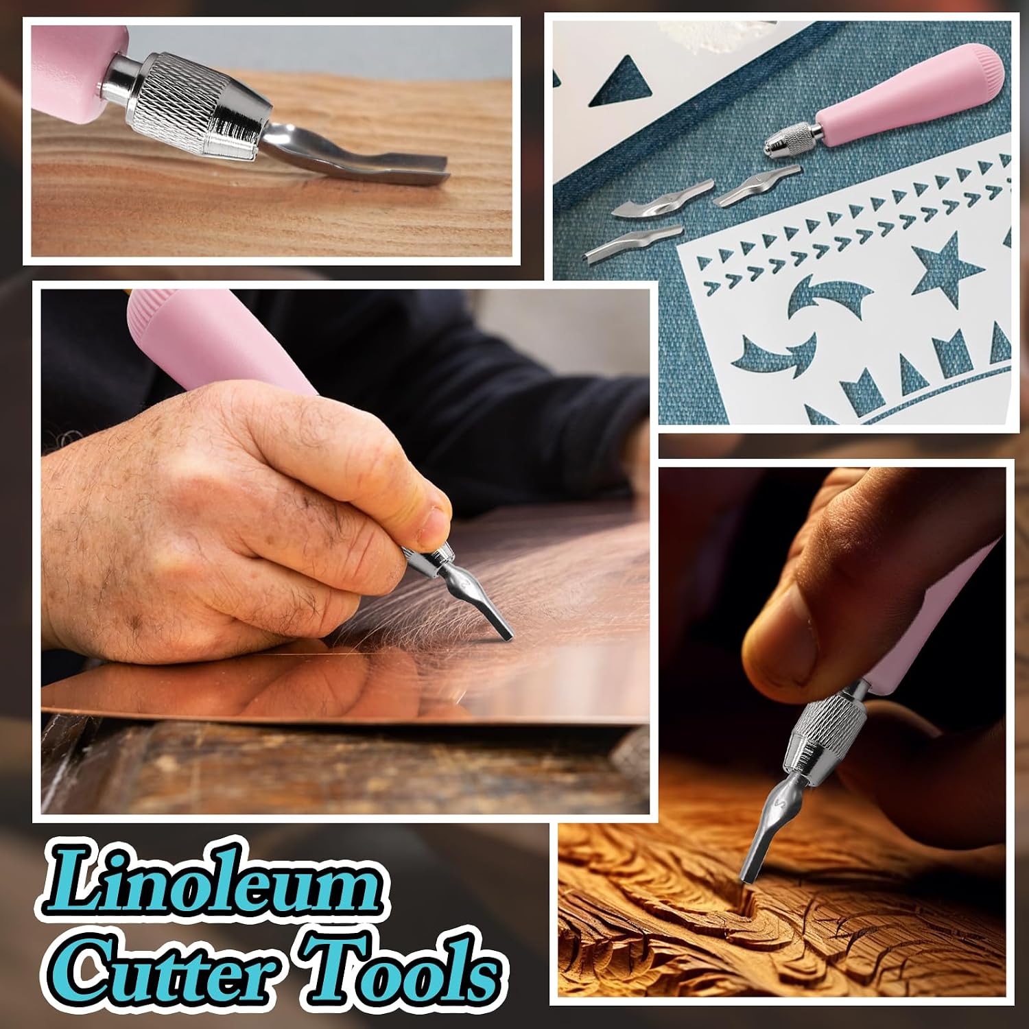 Luomorgo Linocut Carving Kit, Linoleum Cutter Tools with 6 Blades