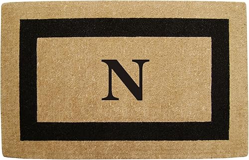 Miniatura 4 de Felpudo de lujo de fibra de coco  Tapete con monograma de una sola letra para puerta delantera al aire libre  Regalo personalizado de inauguración