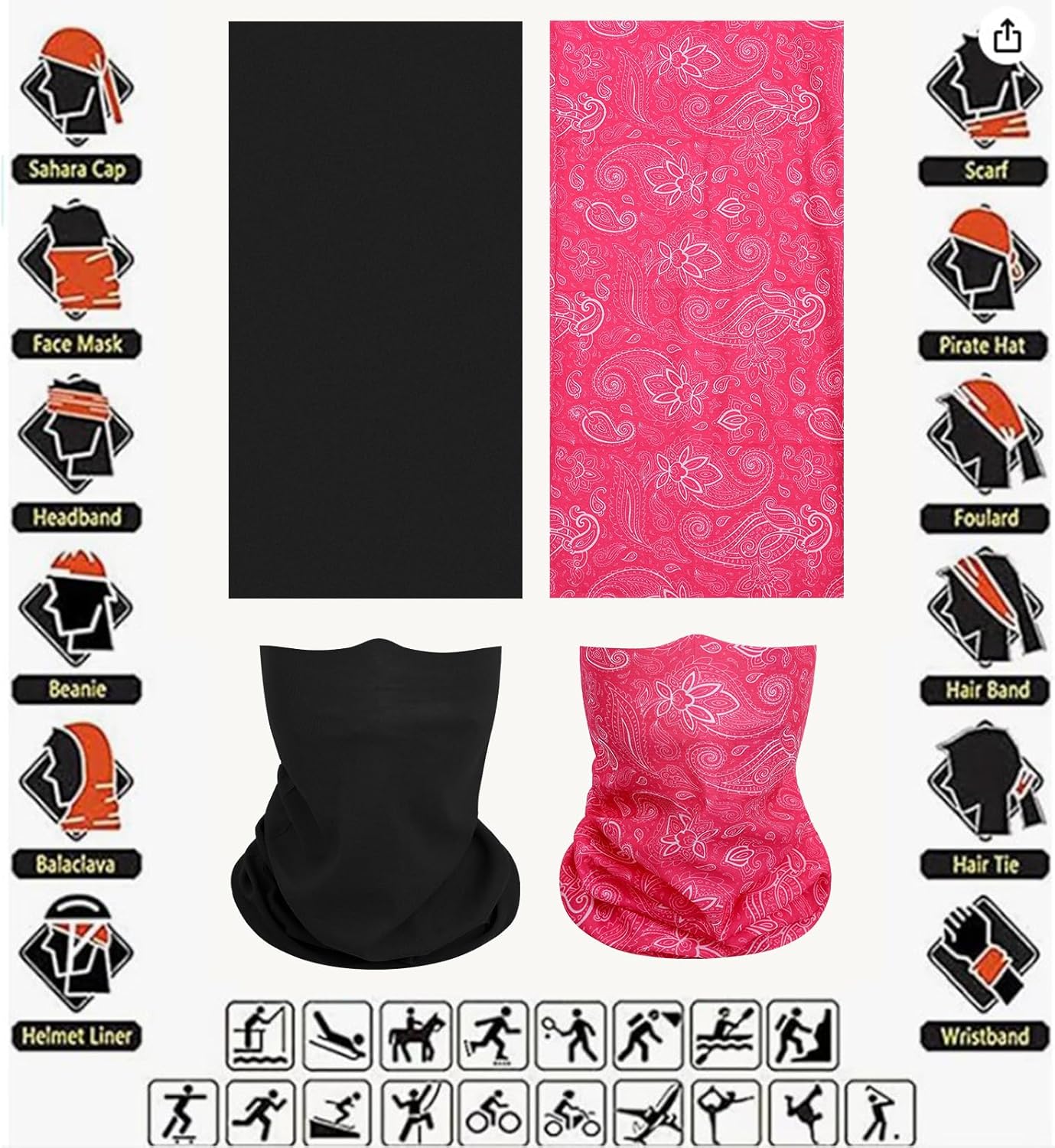 Face Mask Multi Bandana Neck Gaiter Seamless Magic Headband Outdoor Face Scarf for Dust Wind and UV Resistance - Image 2