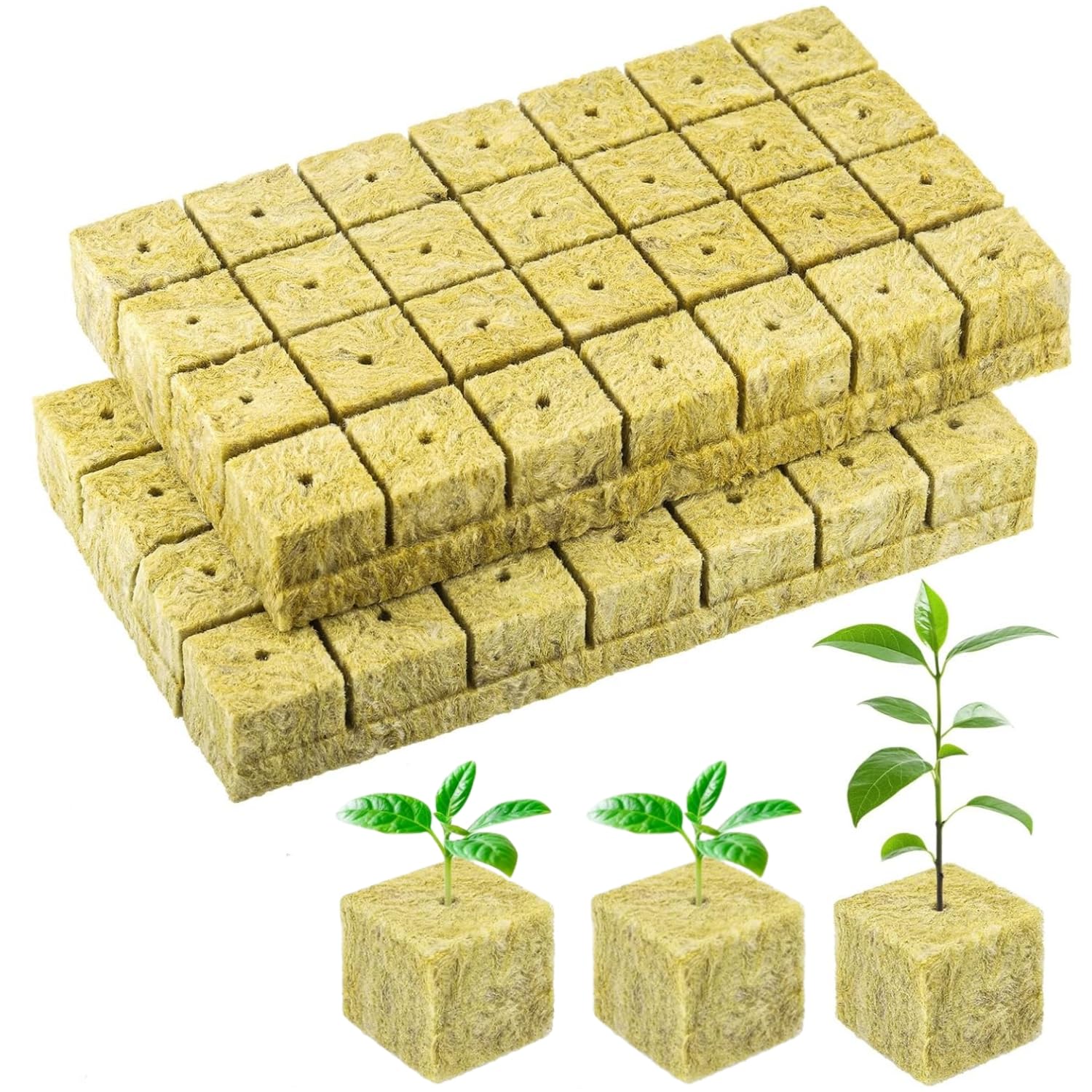 FENGSHENG-SHOP 200 Holes Rockwool Grow Cubes 2.5 x 2.5 x 2.5 cm, Stone Rock Wool Planting Cubes for Hydroponics Garden Tower Supplies, Soilless Planting Seedling Greenhouse for Tomatoes Herbs Orchids