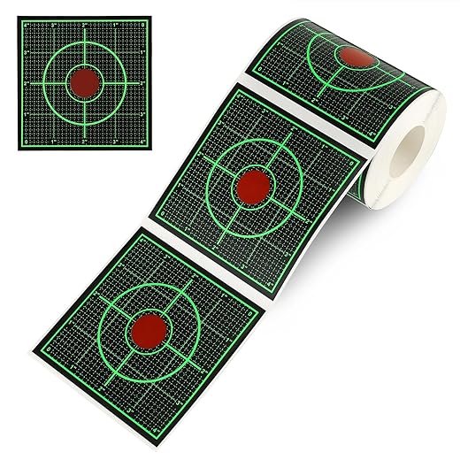GearOZ Splatter Target Stickers, 3 Inch/4 inch Reactive Paper Targets, 200/250/500 Pcs Adhesive Shooting Targets with Fluorescent Green Impact for BB Gun, Pellet Gun, Airsoft, Rifle Shooting Practice