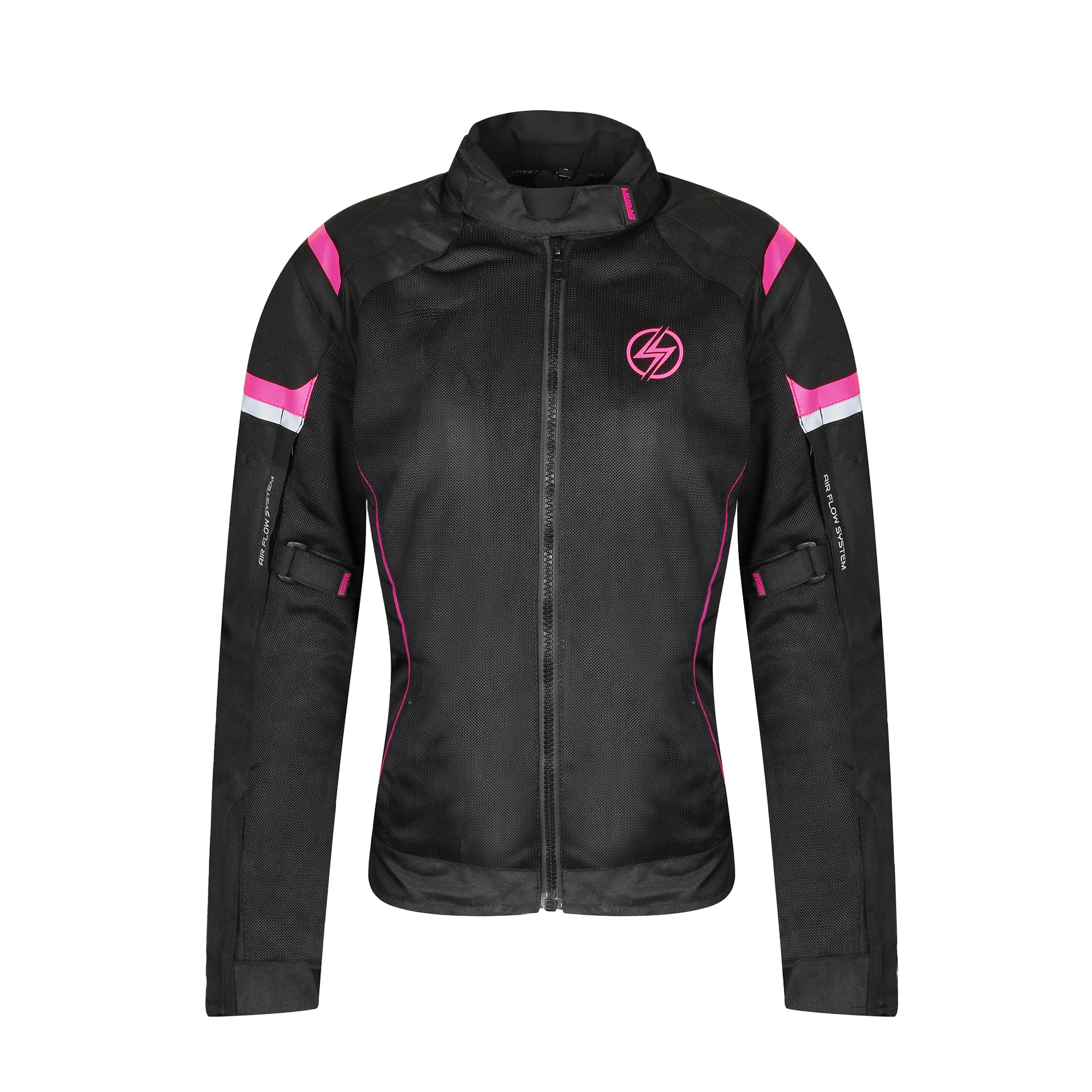 Générique Veste moto été femme Veste de protection respirante avec protections homologuées CE Tissu en maille léger et résistant Noir rose