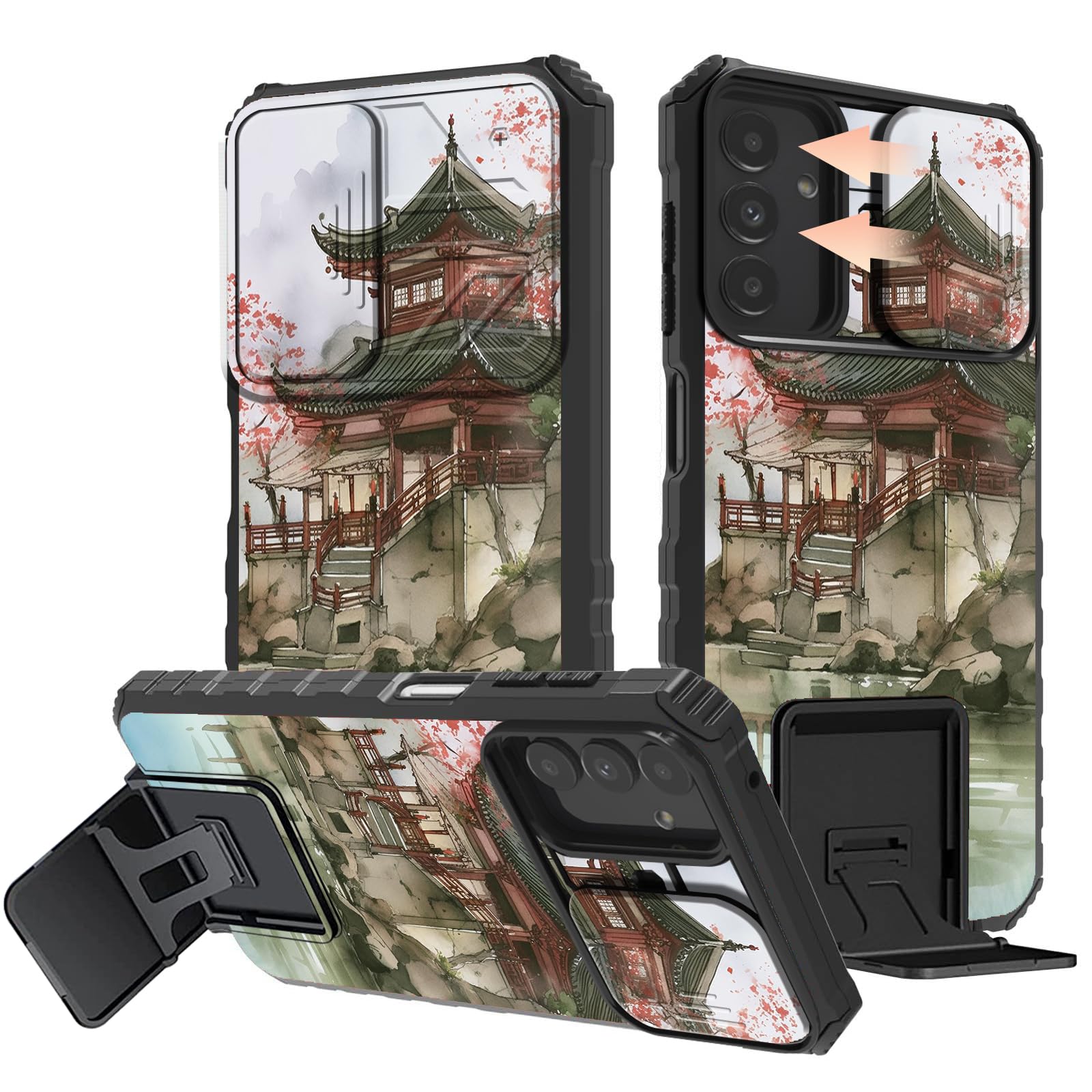 GYSYSQSH for Samsung Galaxy S25 Plus Phone Case with Slide Camera Cover & Kickstand Dual Layer Hybrid TPU Bumper Shockproof Protective Cover Case for