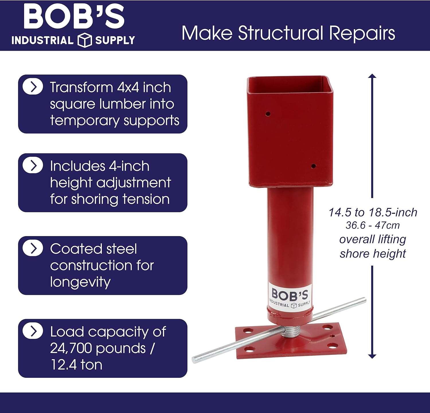 BISupply Adjustable Post Jack Screw Temporary Shore Jack 4x4 Shoring Jack Post, Lumber Beam Jack Post Joist Support Jack : Industrial & Scientific