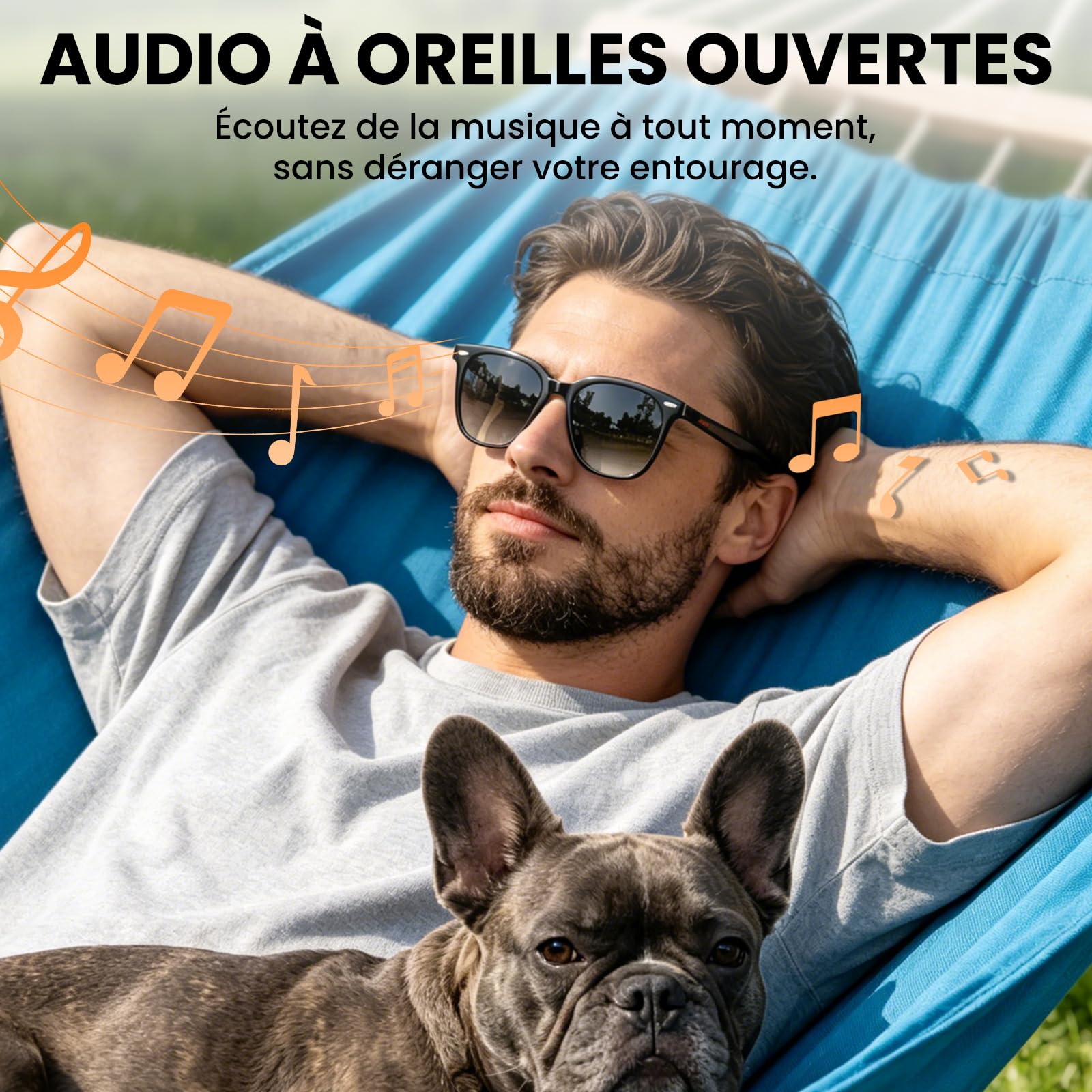 Lunettes intelligentes femmes hommes, 32g légères, téléphonie HD, commande vocale/musicale, lunettes de soleil Bluetooth avec verres photochromiques – idéales pour le quotidien et les voyages (Noir)