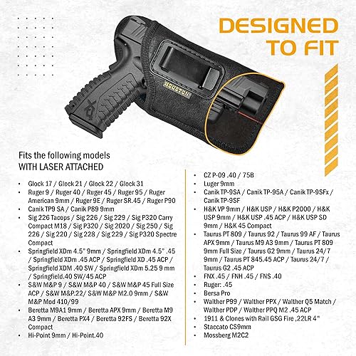 Miniatura 6 de HOUSTON Gun Holsters - Nobuck ECO Leather Concealed Carry - FITS Most Mid & Full Sizes - XDM, Glock 1923, 92 FS, S&W M&P with Laser