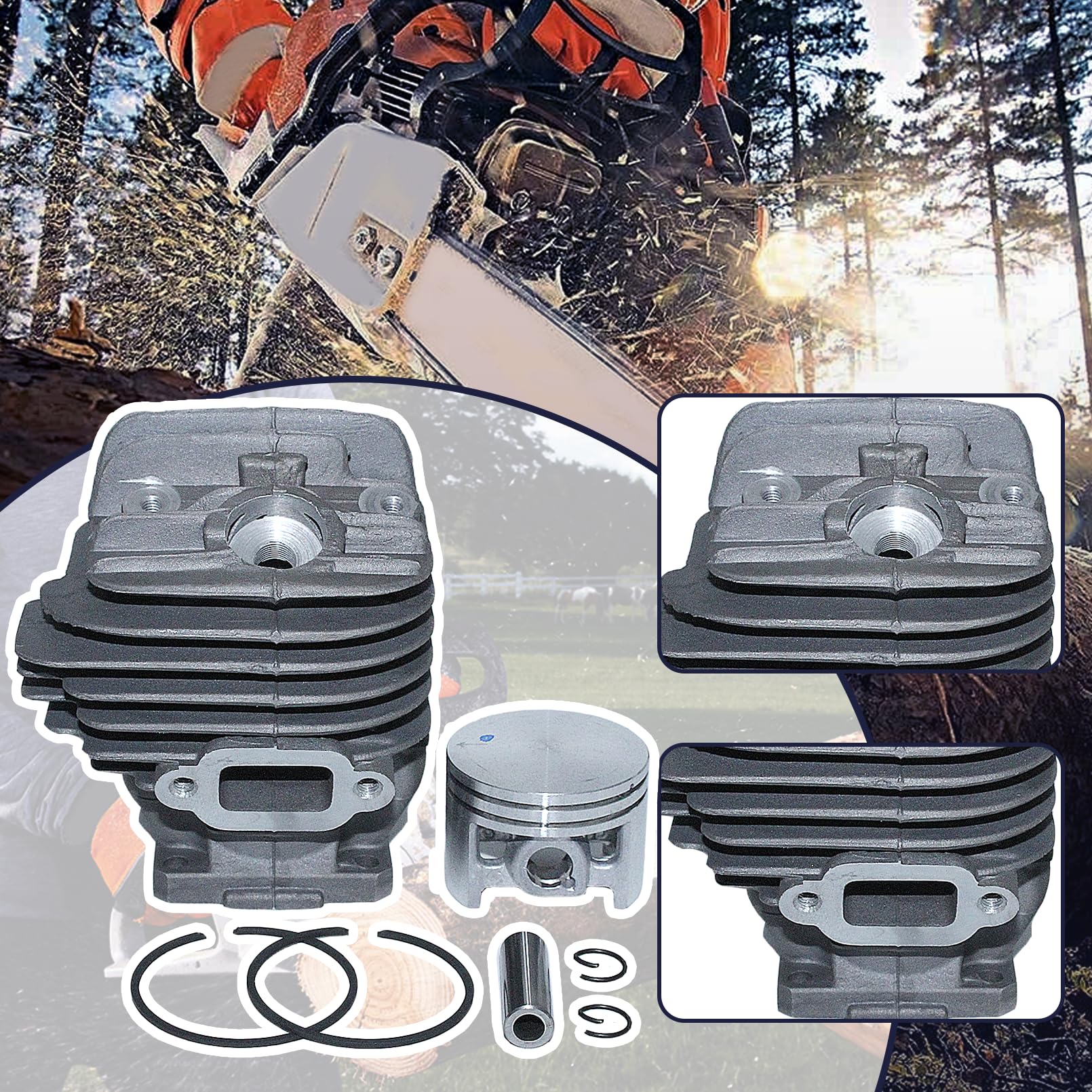 44,7 mm Kit cilindro e pistone e Albero Motore da per Stihl MS260 026 PRO, Include Candela, Paraoli e Set Guarnizioni, Ricambio per 1121 020 1217
