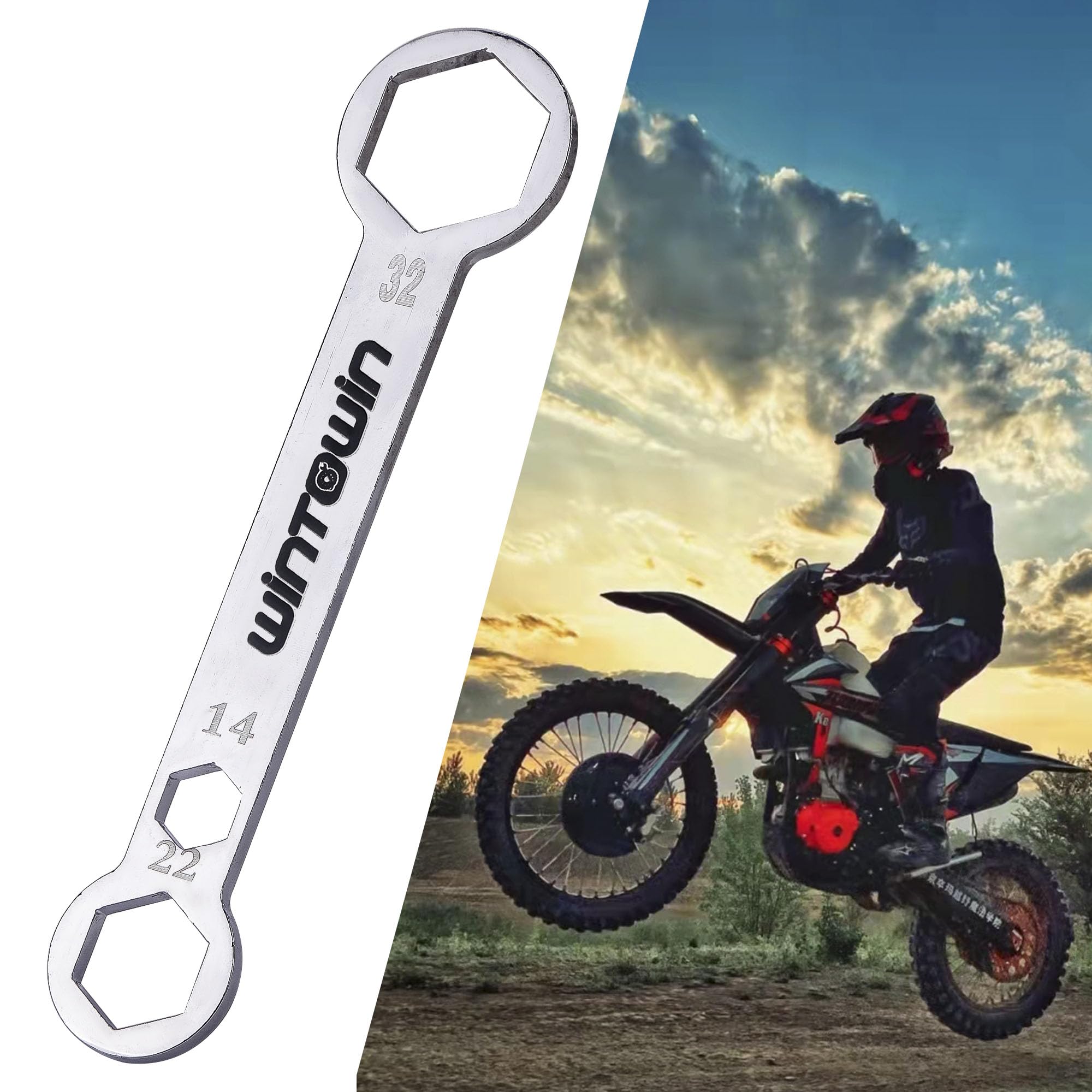 Llave de eje de 14 mm x 22 mm x 32 mm, utilizada para quitar la mayoría de ejes delanteros y traseros de motocicleta