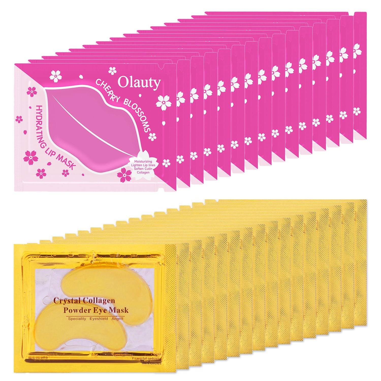 30 Pairs Lip Mask and Under Eye Patches, Crystal Collagen Eye Mask for Puffy Eyes, Effectively Nourishes Eye Masks Skincare, Cheer Gifts, Lip Mask Bulk, Stocking Stuffers, Party Favors, Bulk Gifts