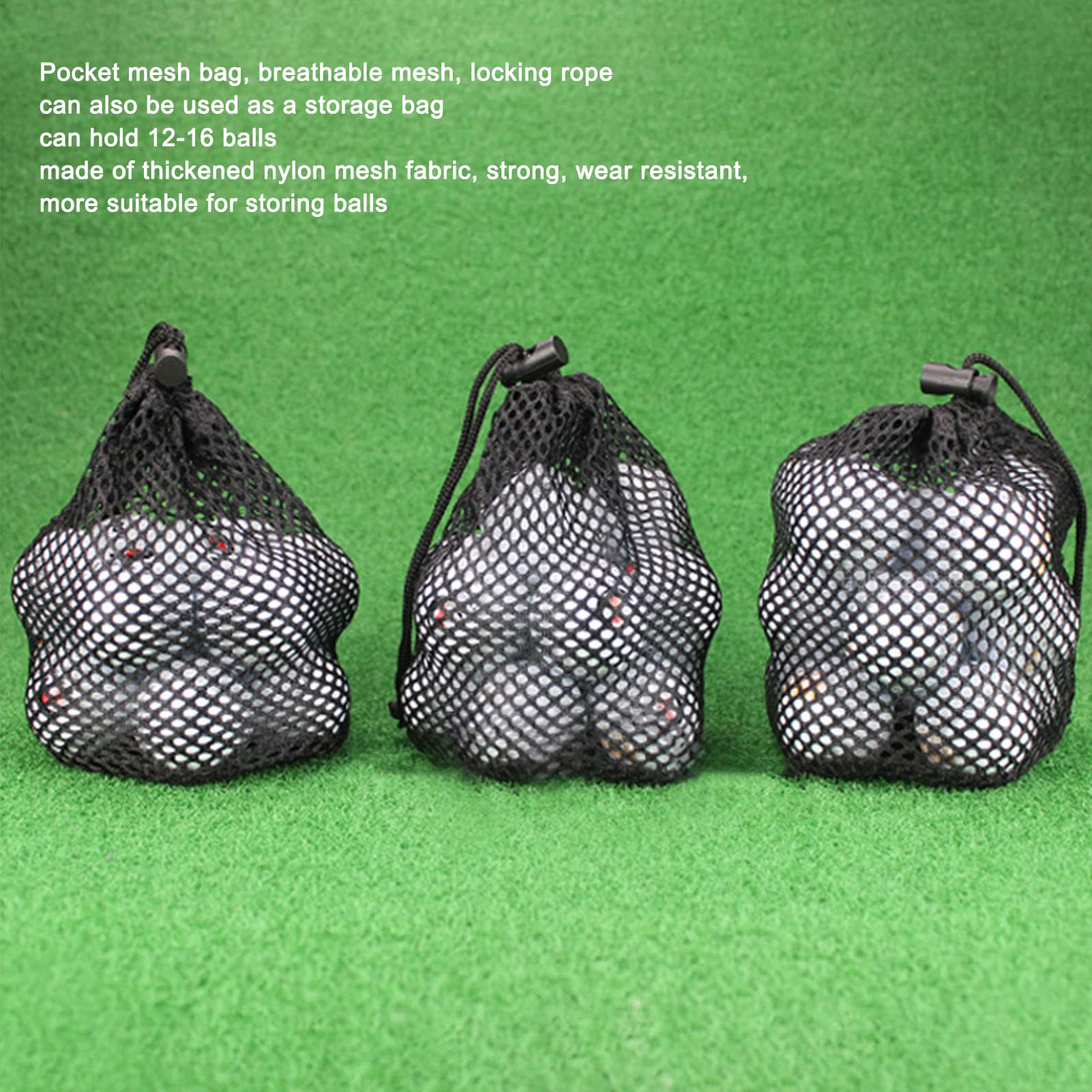 Dilwe 3-teilige Golfball Netztasche - Nylon Organizer Für 12-16 Bälle
